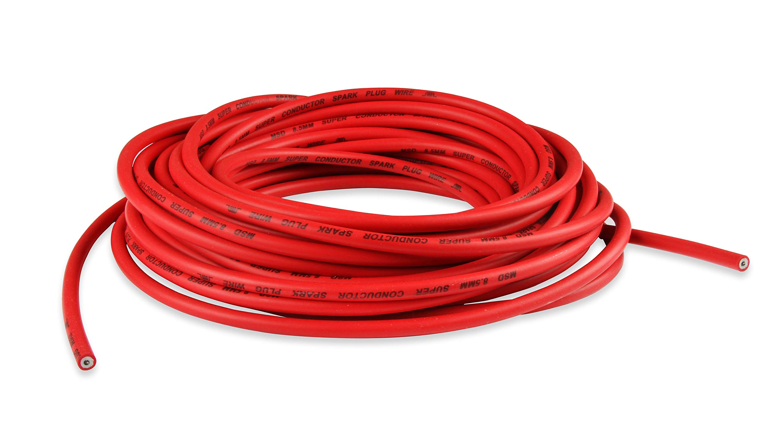 MSD 34029 Super Conductor 8.5mm Red Spark Plug Wire - 50 Ft High Performance Ignition Cable for Automotive Racing & Engine Upgrades