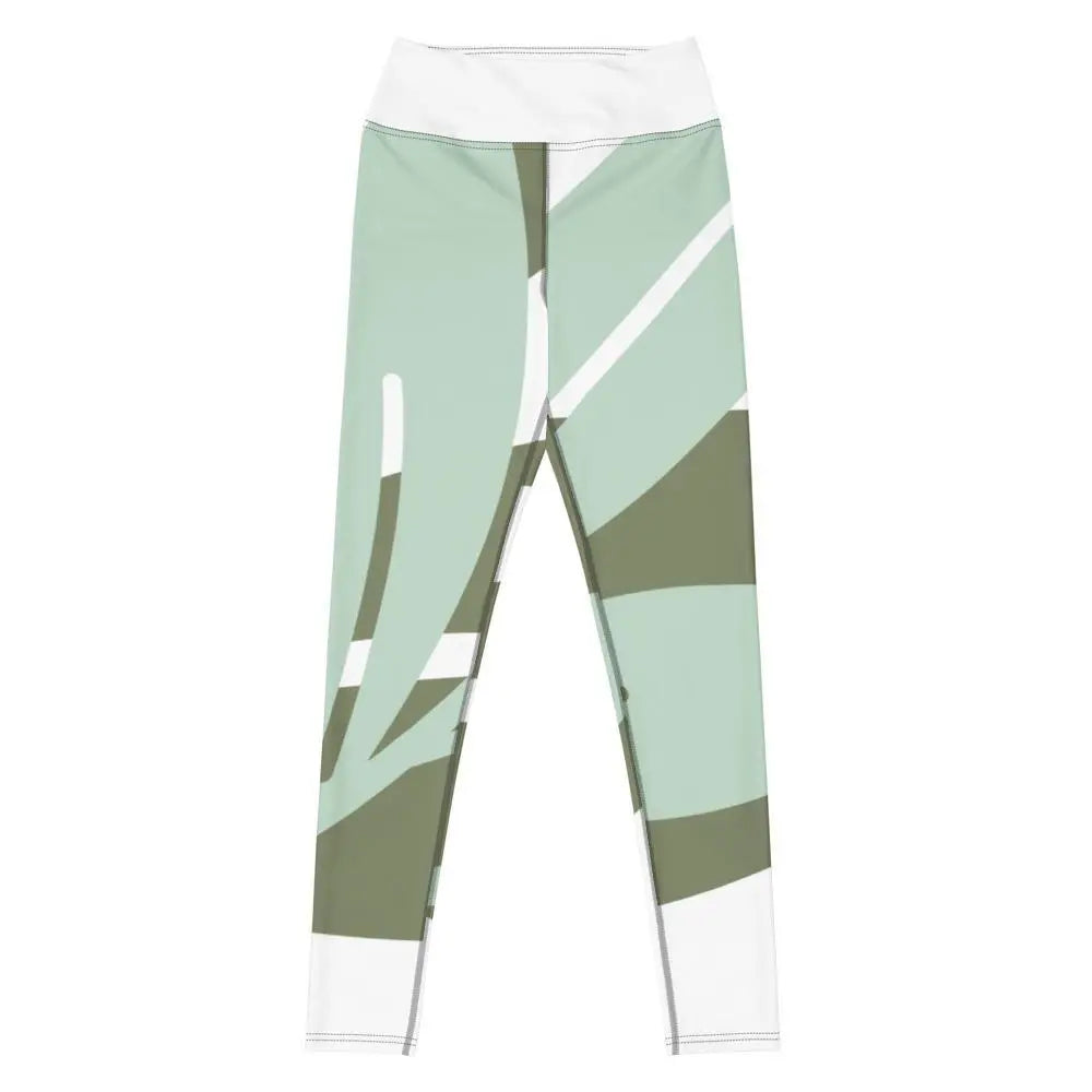 Eco-Friendly High-Waisted Yoga Leggings for Women - Soft Comfortable Workout Pants with Nature-Inspired Green Design | Perfect for Yoga, Gym & Lounge Wear