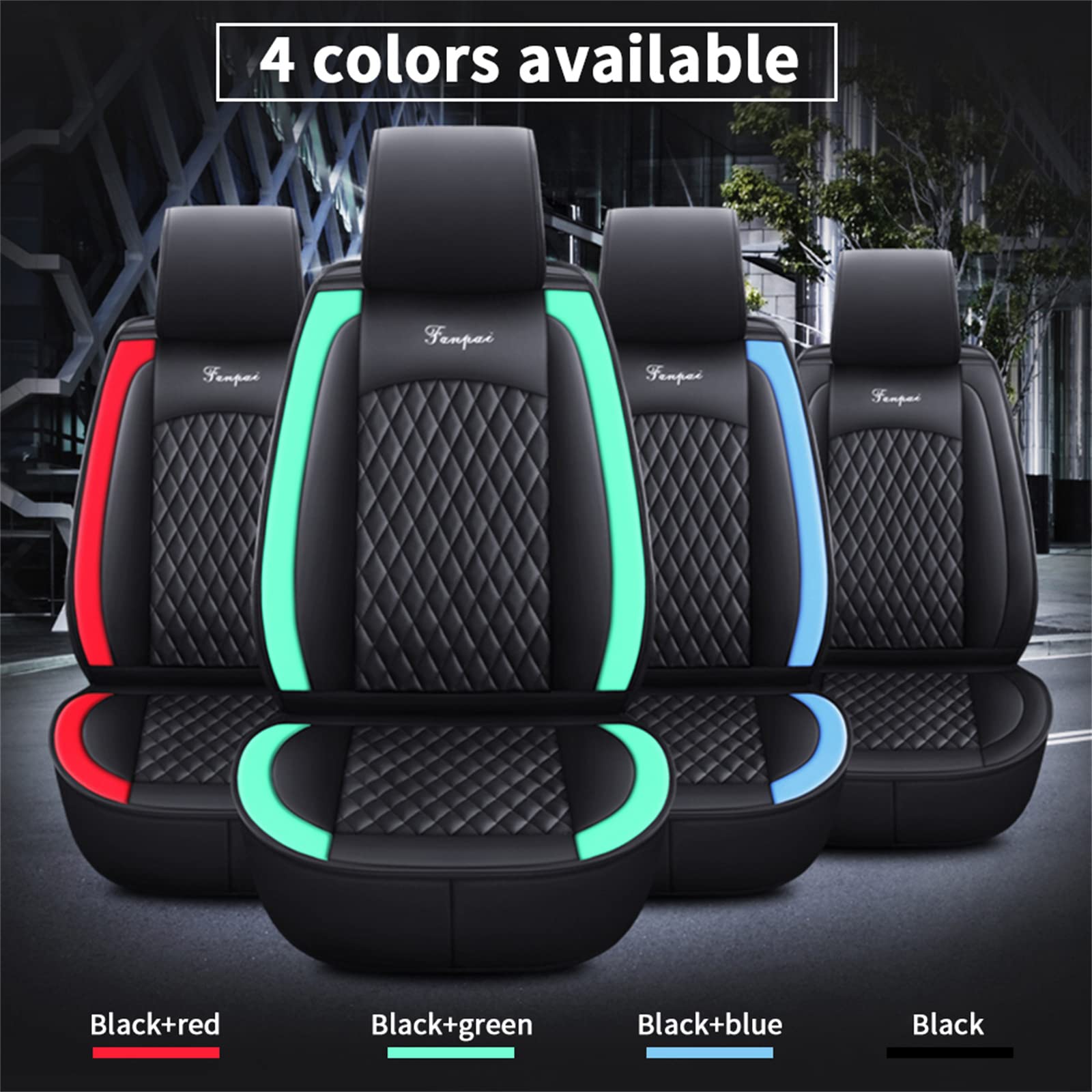 Waterproof Leather Car Seat Cover Full Set for Subaru Forester 2000-2019 - Front & Rear Seat Protector Cushions (Black Red) | Perfect for Road Trips, Daily Commuting & Pet Protection