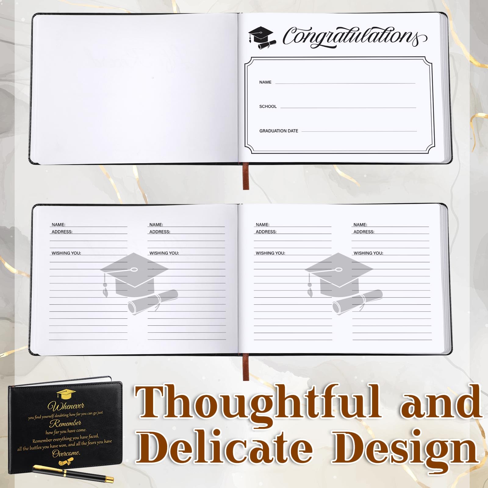 Geyoga Class of 2025 Graduation Guest Book with Pen - 6x8 Inch Memory Scrapbook for Senior Night, College Party & Graduation Gifts - Perfect for High School/University Graduation Ceremonies, Open House Events & Alumni Reunions