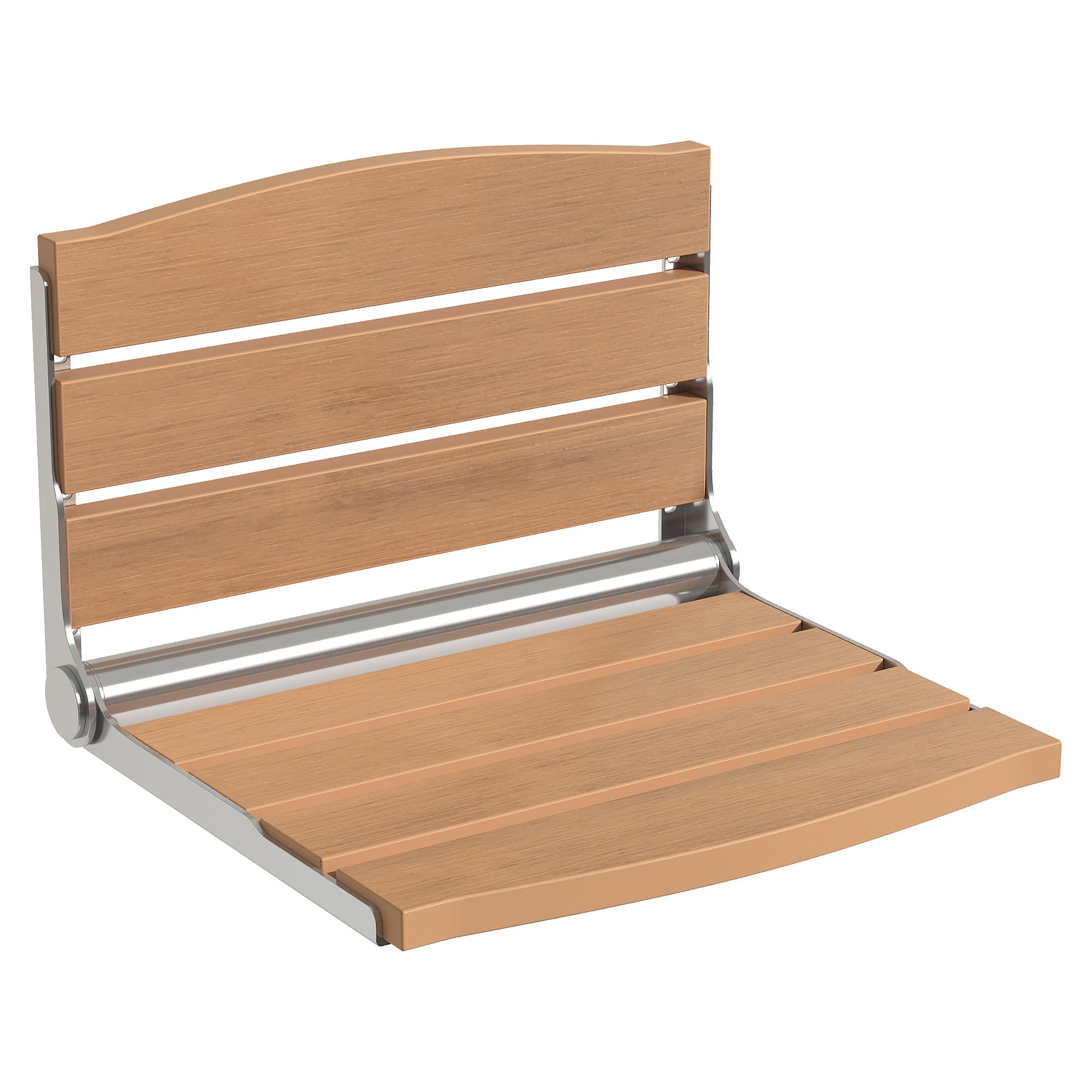 DWVO Foldable Shower Seat - Wall Mounted Shower Bench with Teak Wood - Adjustable Folding Shower Chair for Elderly, Disabled & Pregnant Women - Bathroom Safety Seat for Seniors Care, Home Accessibility & Spa Relaxation