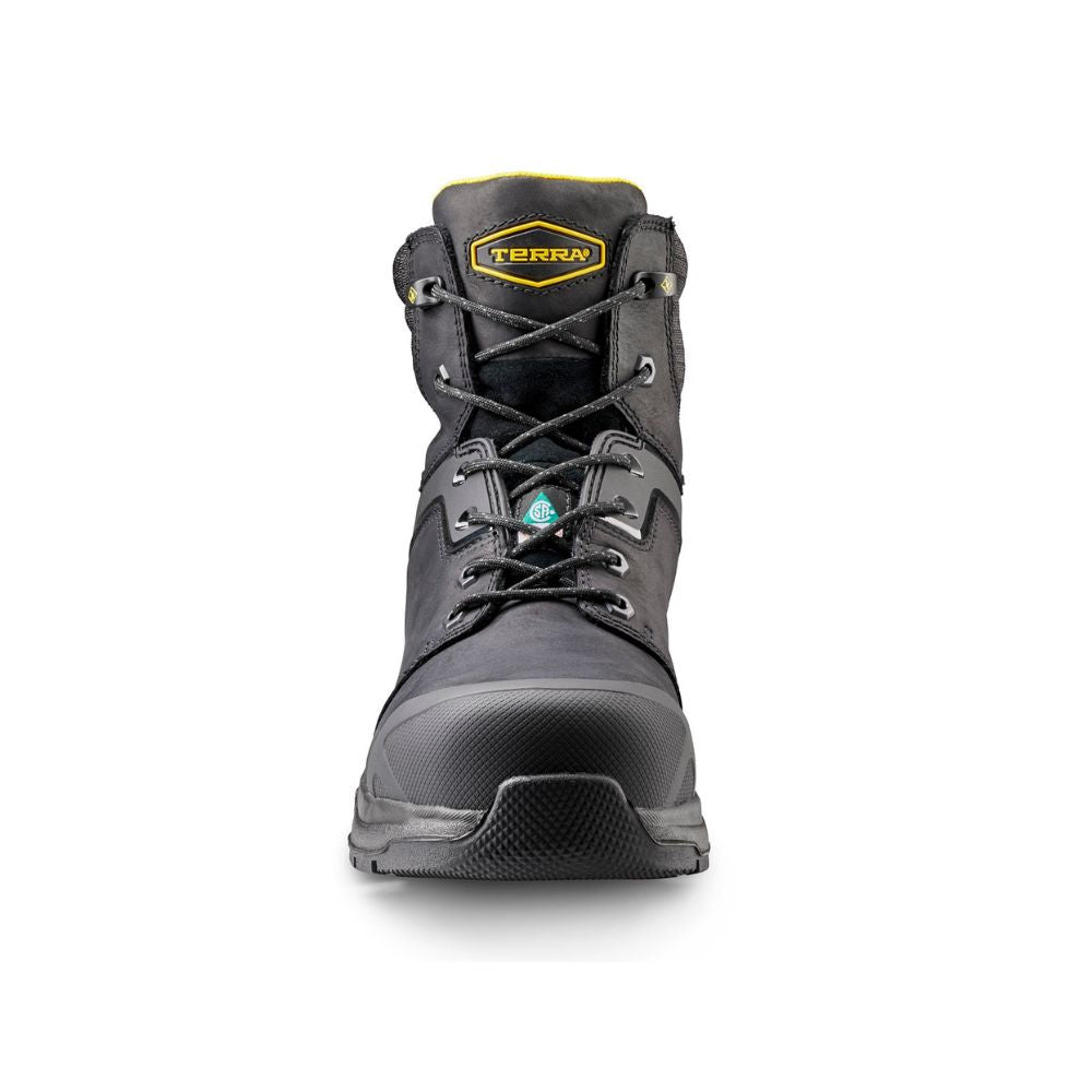 **Terra Carbine Men's 6-Inch Waterproof Composite Toe Work Boots TR0A8395BLK - Black Safety Shoes for Construction, Warehouse & Outdoor Work**