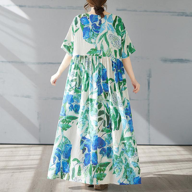 Women's Summer Printed Maxi Dress - Oversized Flowy Beach Dress for Vacation, Party & Casual Wear