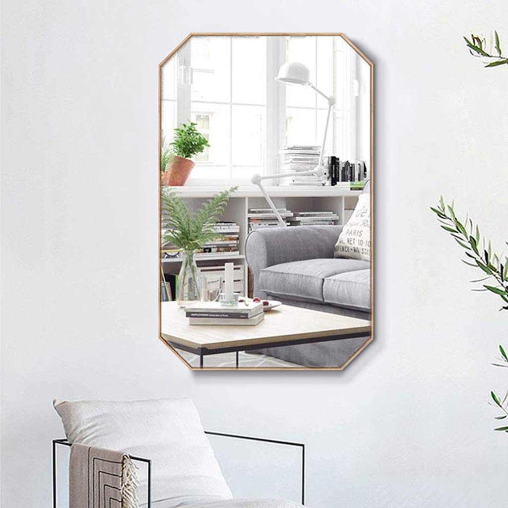 Gold Metal Iron Frame Wall Mirror - 40cmx60cm & 50cmx70cm HD Vanity Mirror for Living Room, Bedroom, Bathroom & Makeup Station - Modern Home Decor & Functional Mirror for Daily Use