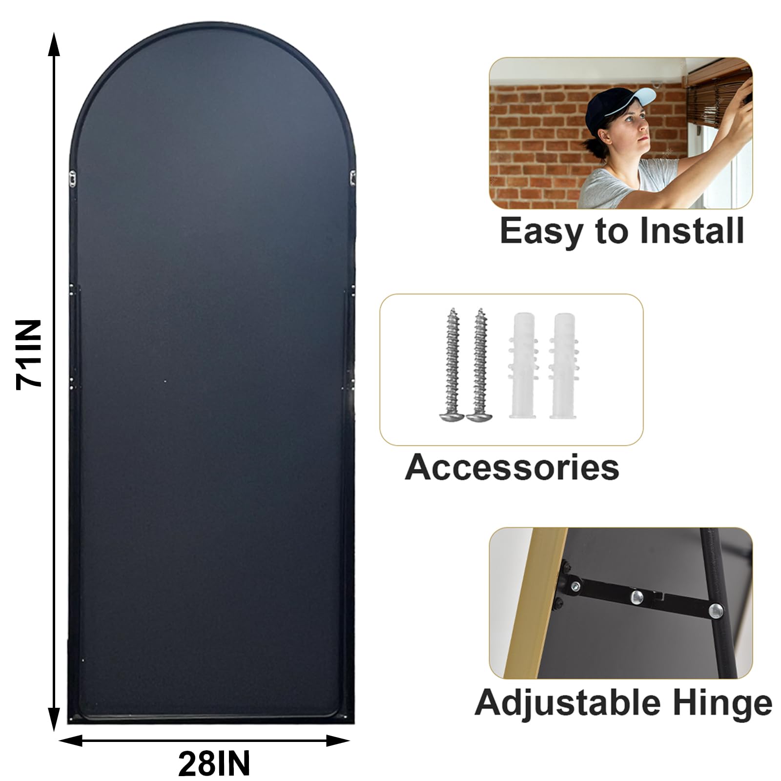 HARRITPURE 28x71 Inch Full Length Mirror with Aluminum Alloy Frame - Large Floor Standing Body Mirror for Bedroom, Living Room, Bathroom - Perfect for Home Decor, Outfit Check & Yoga Practice