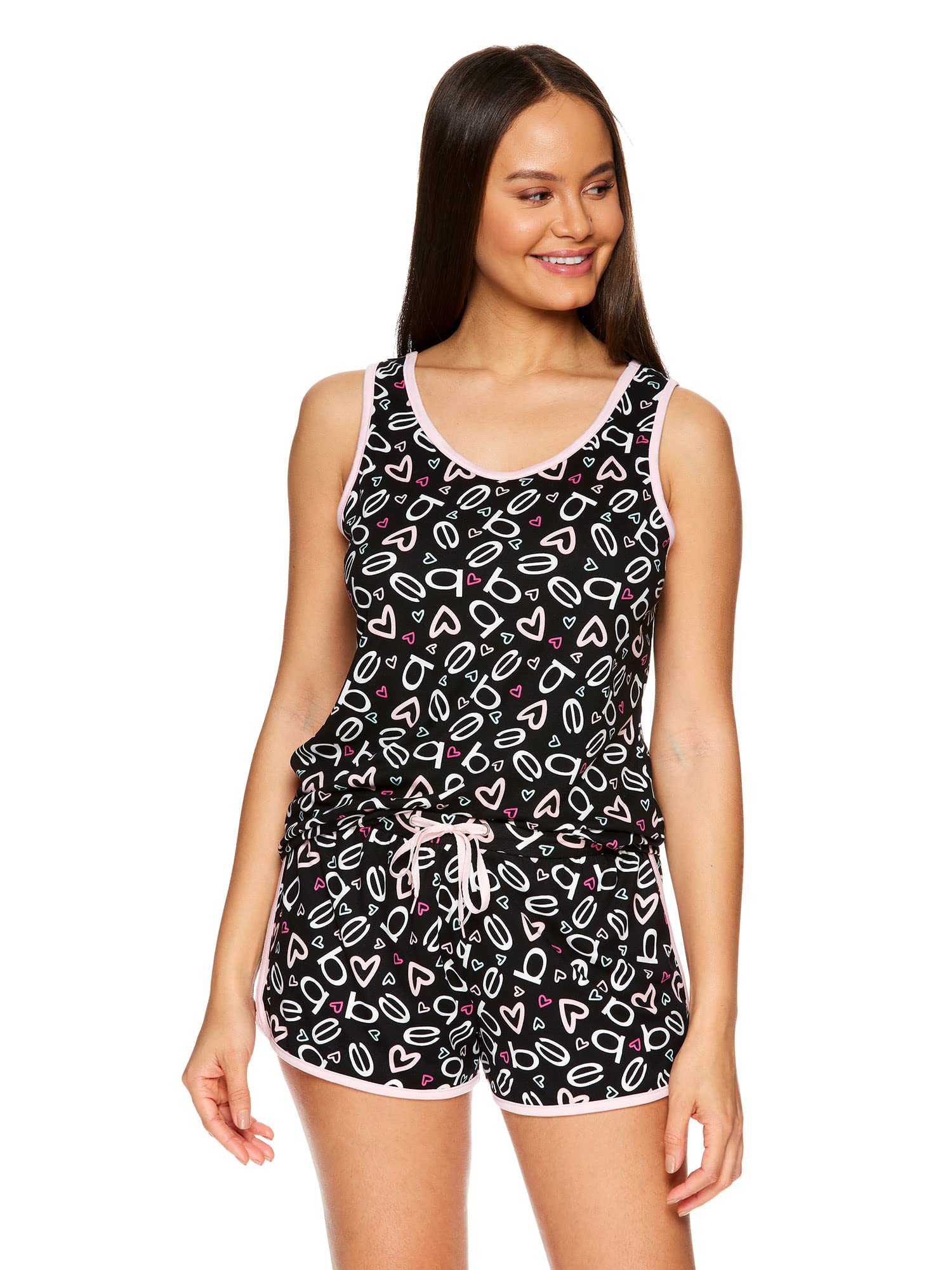 Bebe Women's Sleep & Lounge Top with Pajama Shorts - Soft Sleepwear Set for Comfortable Nights & Relaxing at Home