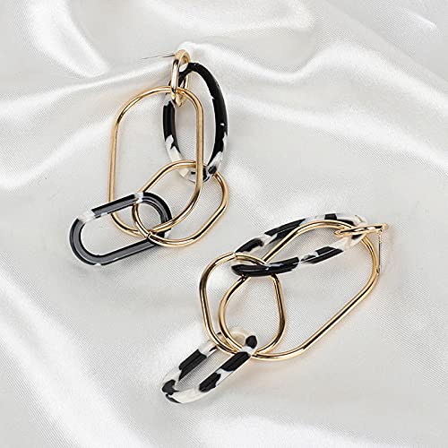 Stylish Acrylic Leopard Print Long Pendant Earrings for Women - Geometric Resin Oval Dangle Earrings - Fashion Statement Jewelry for Parties, Date Night & Special Occasions