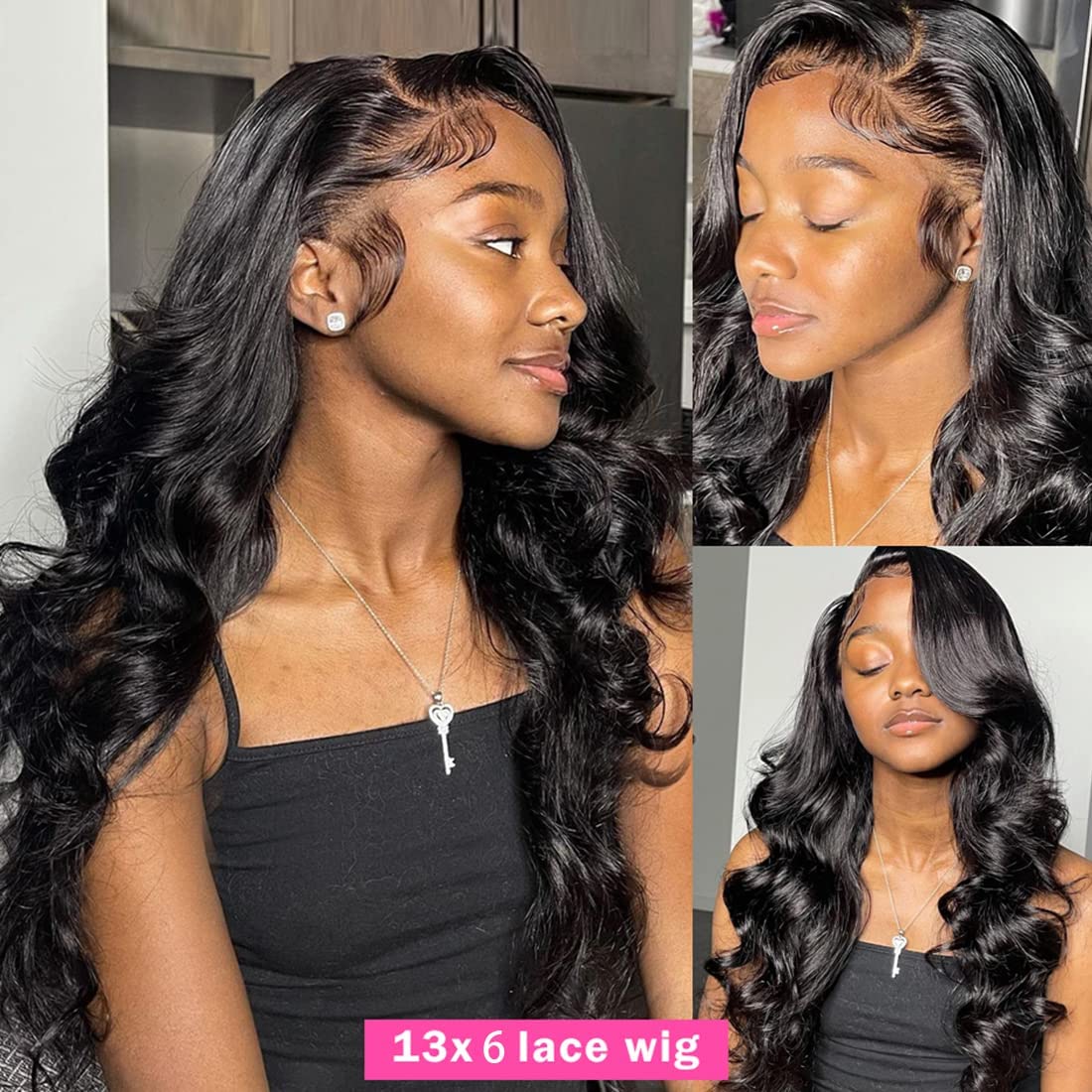 210% Density 13x6 HD Transparent Lace Front Wig - Human Hair Body Wave 26 Inch Glueless Lace Frontal Wig with Baby Hair & Pre-Plucked Hairline for Black Women | Perfect for Daily Wear, Special Occasions & Protective Styling