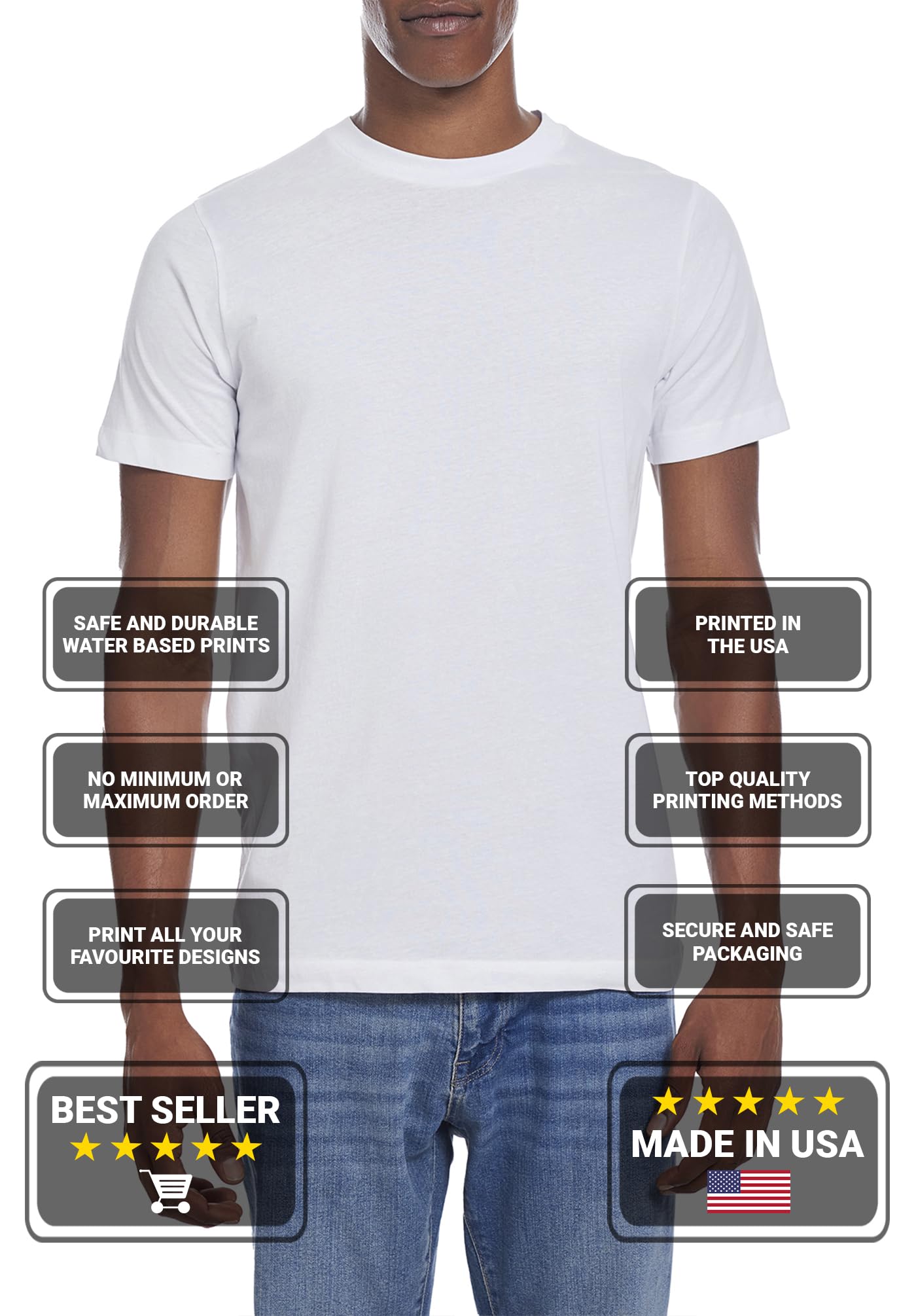 Custom Printed Men's T-Shirt - Personalized Text & Design Front/Back - DIY Graphic Tee for Casual Wear, Gifts & Special Events