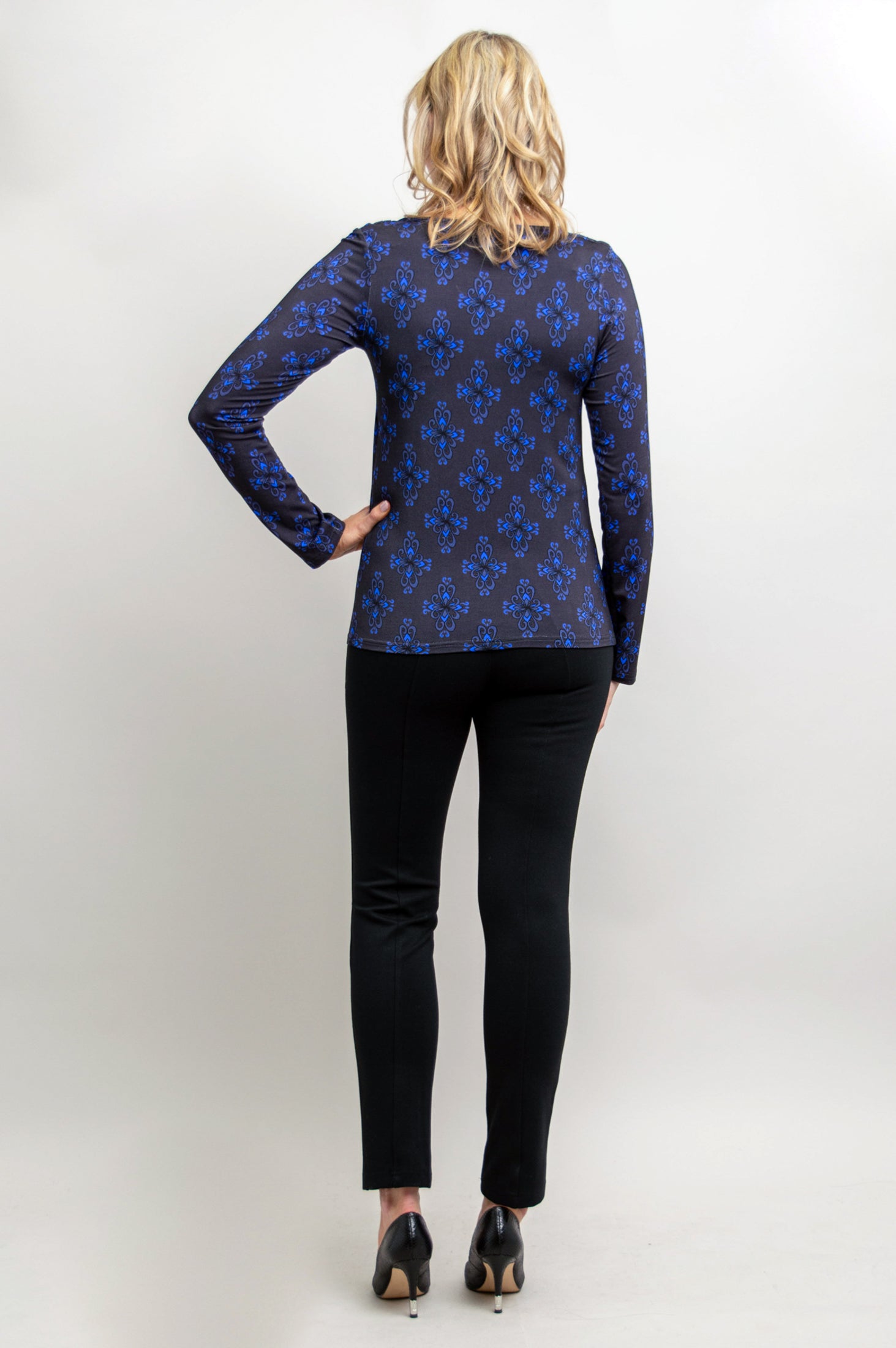 Charisse Long Sleeve Bamboo Top - French Blue | Soft & Breathable Women's Blouse for Work, Casual & Layering