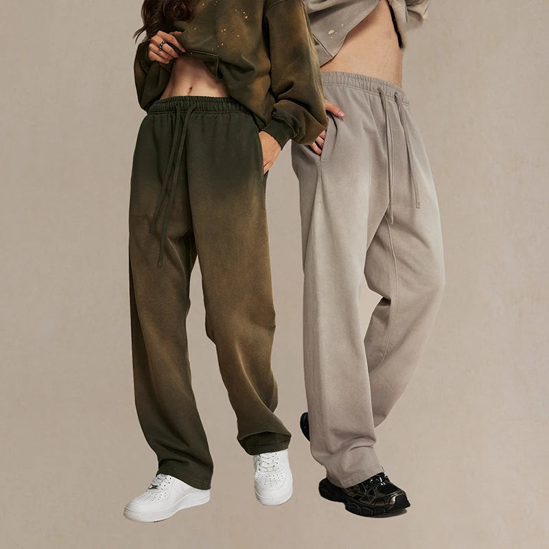 Trendy American Style Men's Sweatpants - Spray Dyeing Washed Casual Loose Fit Drawstring Joggers | Streetwear Fashion | Perfect for Gym, Lounge & Everyday Wear (Style 9C9350)