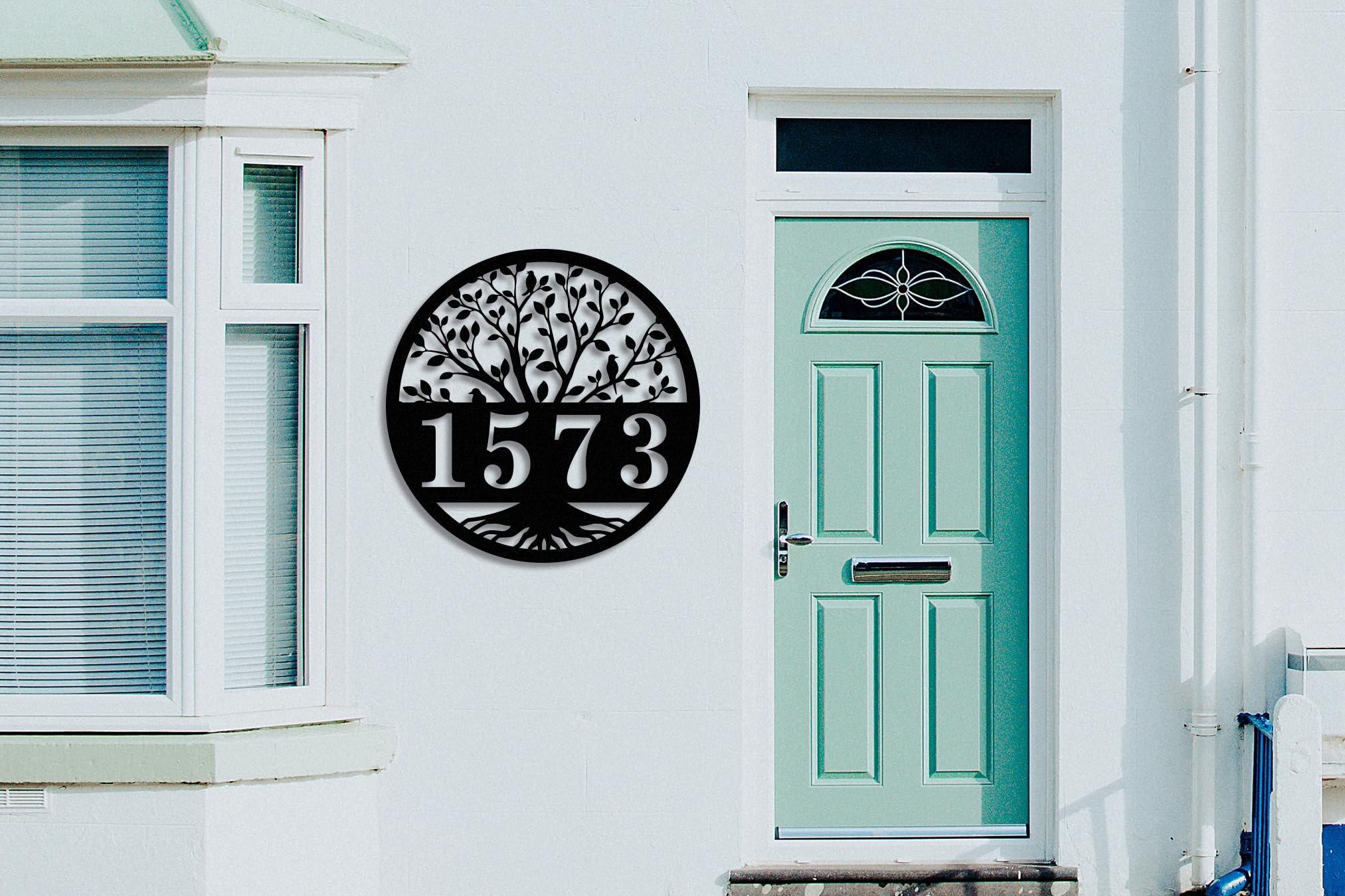 Custom Metal House Numbers for Outdoor - Personalized Modern Address Plaque, Yard Sign with Tree of Life Design - Perfect for Home Entrance, Mailbox & Front Door Decoration