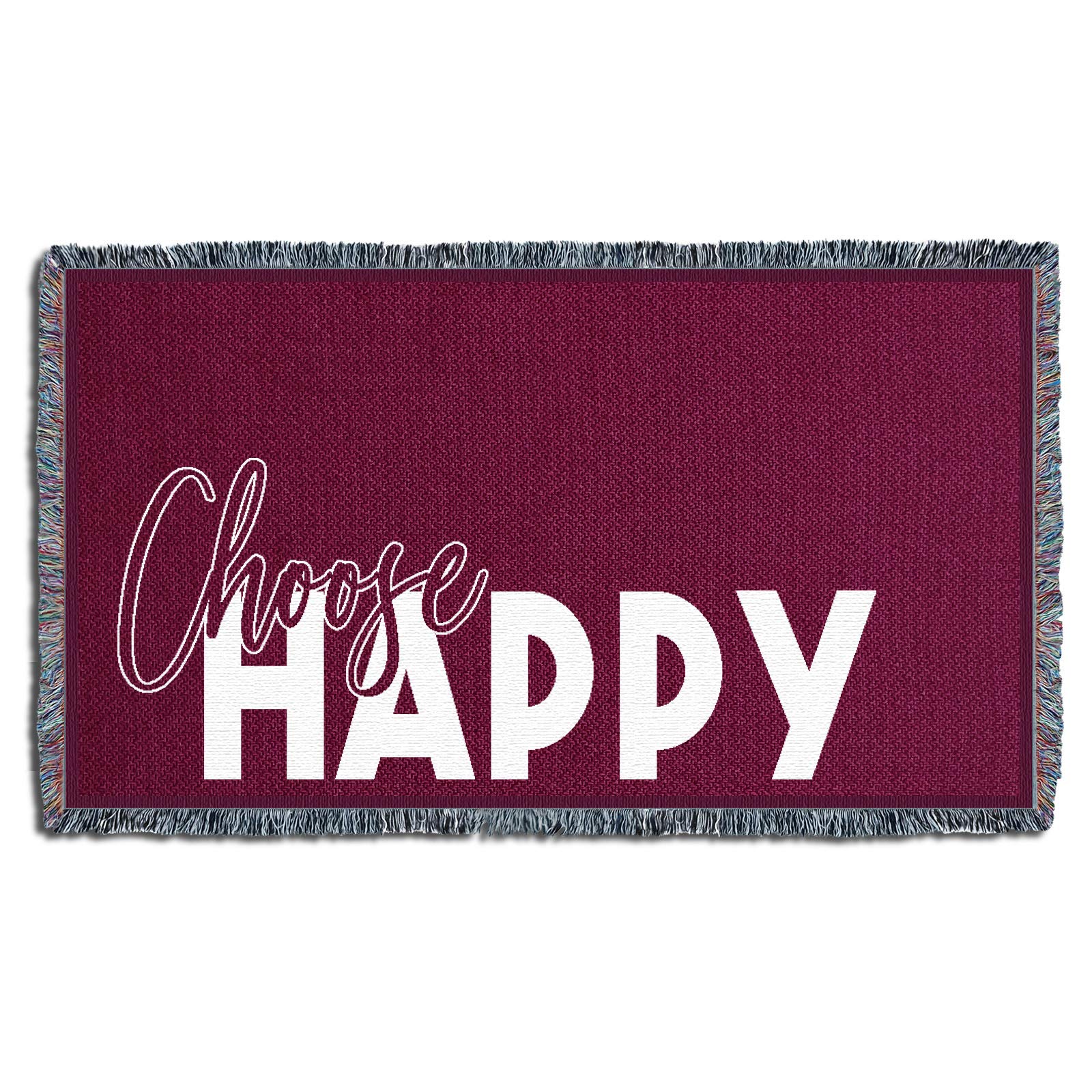 Pure Country Weavers Happy Blanket Wine Tapestry Throw - 100% Cotton Woven Sofa Blanket for Couch & Living Room - Handmade in USA (61x36) - Perfect for Cozy Evenings, Wine Tasting Gifts & Home Decor