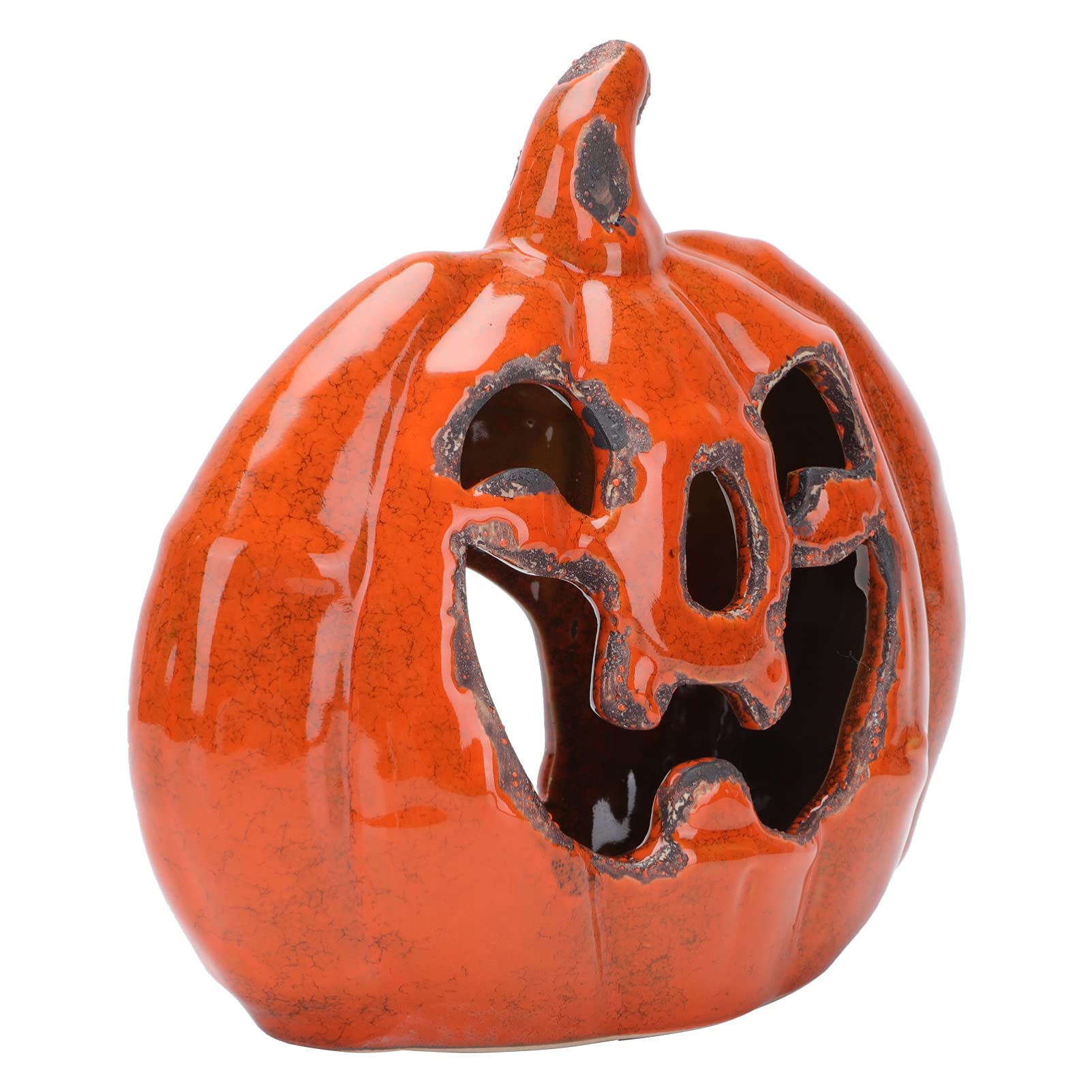 Vintage Ceramic Pumpkin Candle Holder - 3D Halloween Pillar Candlestick for Tea Lights, Home Decor, Party & Thanksgiving Centerpiece | Farmhouse, Fall and Christmas Decoration