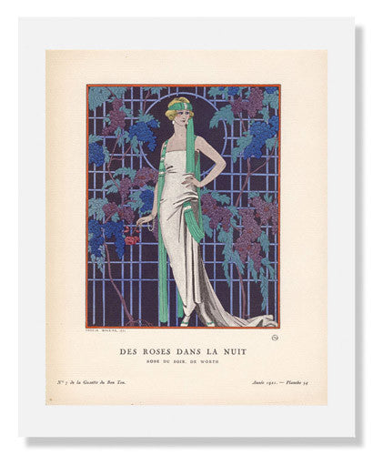 George Barbier - Des Roses dans la Nuit Evening Gown by Worth | Vintage French Designer Dress for Formal Events & Special Occasions
