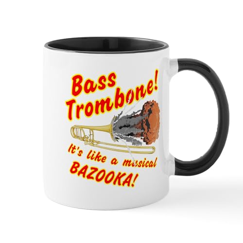 White/Black Inside - Bass Trombone Musical Bazooka Mugs