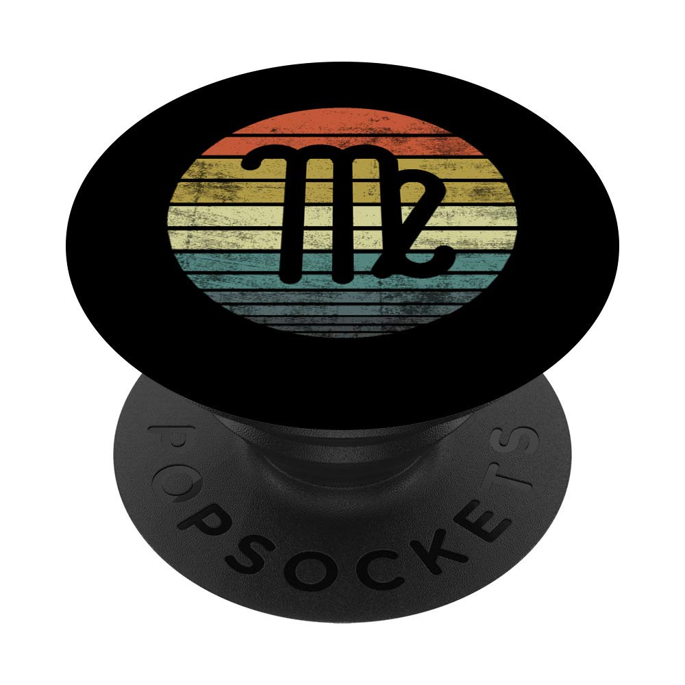 Virgo Zodiac Sign Gifts - Funny Retro Sunset Design PopSockets Phone Grip & Stand for iPhone, Samsung, Tablets - Perfect Birthday Present for Virgo Friends & Family