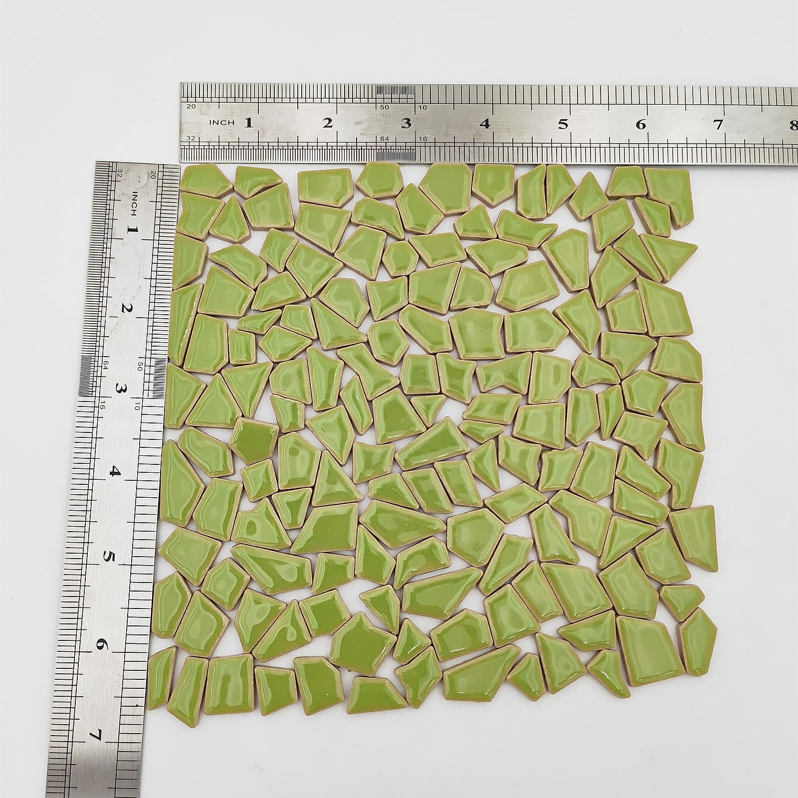 200g Light Green Ceramic Mosaic Tiles for DIY Crafts - 0.2