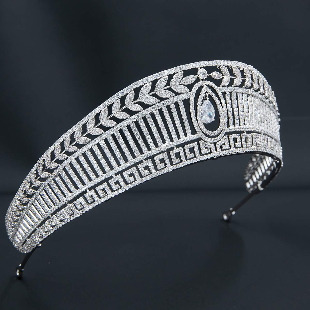 Platinum Plated Cubic Zirconia Princess Tiara Crown | Elegant Royal Wedding Hair Accessory for Brides, Prom, Pageants & Special Occasions