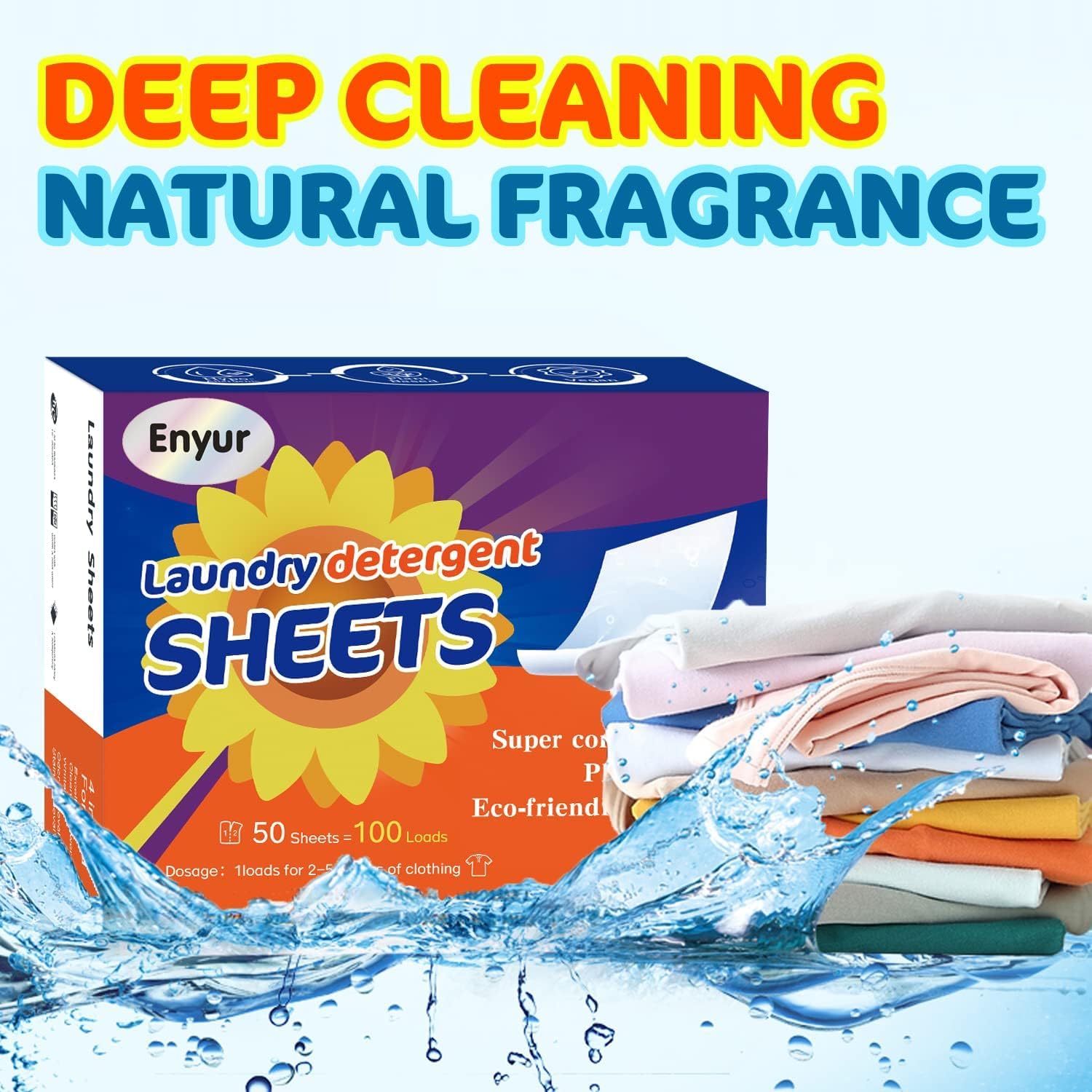 Eco-Friendly Laundry Detergent Sheets - Plant-Based Formula, Fresh Scent, 3-Pack Pods for Travel, Gym & Home Use