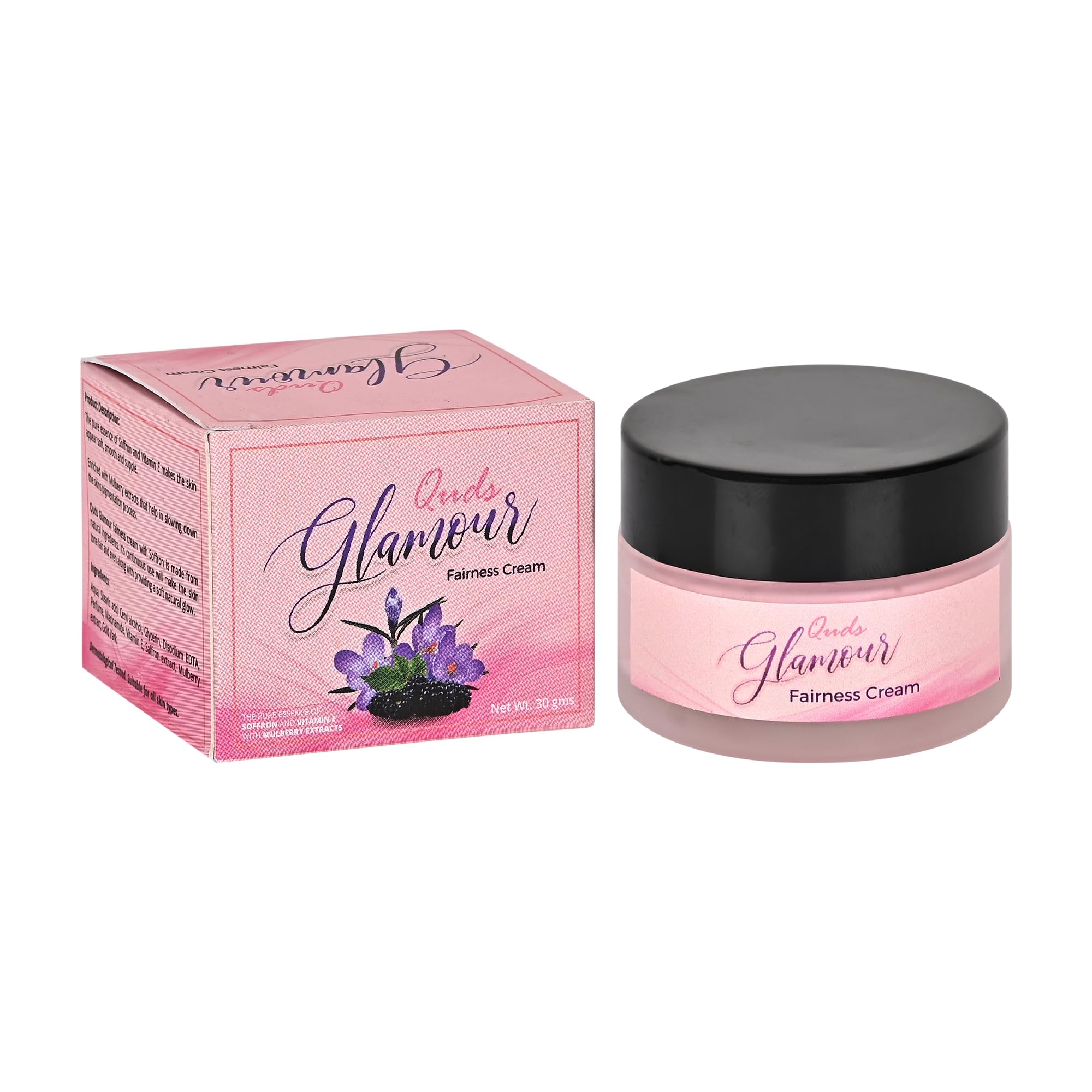 Quds Glamour Saffron Face Whitening Cream 30g - Brightening & Even Skin Tone - For Daily Skincare & Special Occasion Makeup Prep