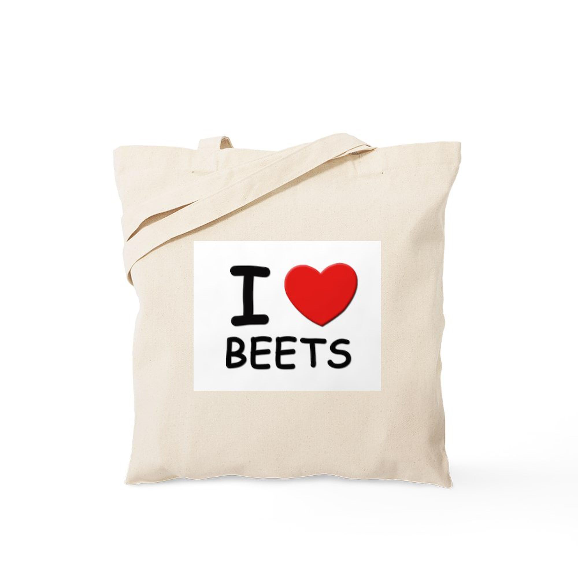 I Love Beets Tote Bag - Natural Canvas Reusable Grocery Shopping Bag - Eco-Friendly & Durable for Farmers Market, Grocery Hauling, Beach Trips