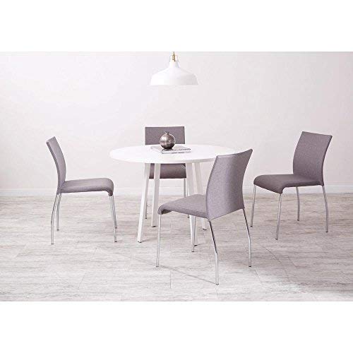 OSP Home Furnishings Conway Upholstered Stacking Chairs with Chrome Legs, Set of 4, Smoke Gray - Modern Dining Chairs for Kitchen, Restaurant, Office or Event Seating