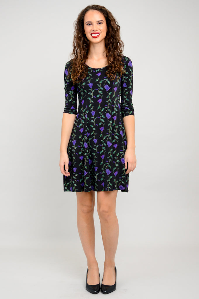 Callie 3/4 Sleeve Floral Dress - Bamboo Fabric - Perfect for Summer Outings & Beach Vacations