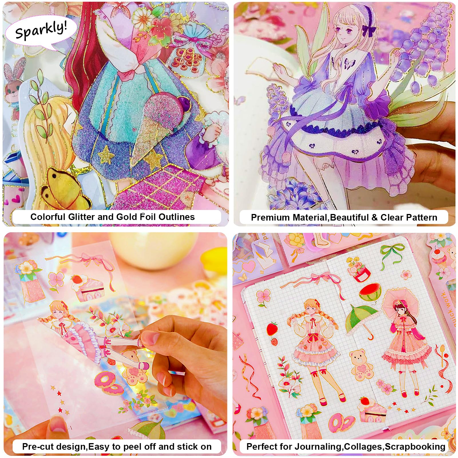 Korean Kawaii Cute Stickers for Journaling, Scrapbooking, Diary & Planner Decoration - DIY Craft Stickers for Albums, Calendars & Notebooks - Perfect for Bullet Journals, School Supplies & Gift Wrapping