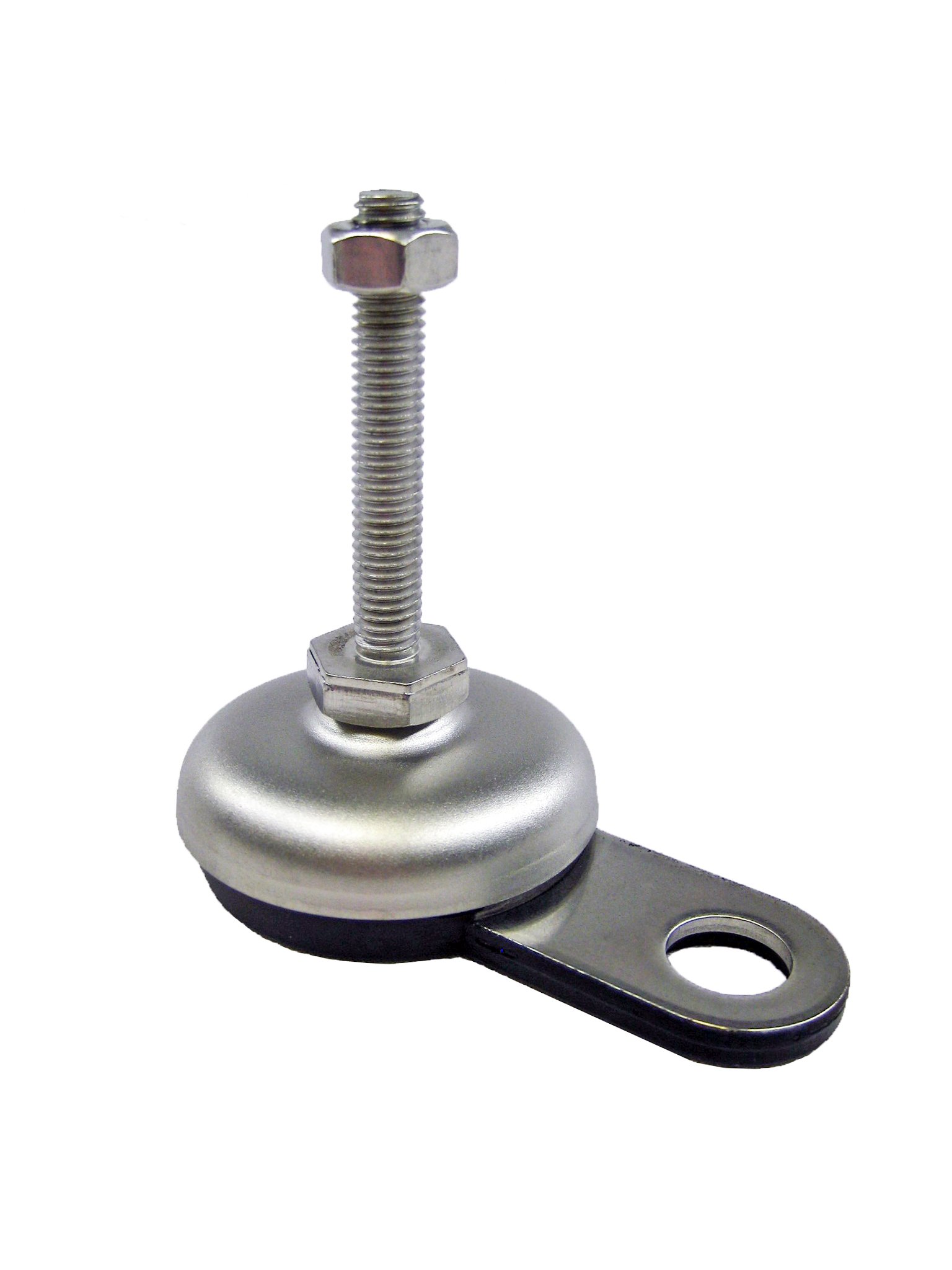J.W. Winco 8N40PNM/AK Series GN 340.6 Stainless Steel Leveling Mount with Lag Bolt Lug - Black Rubber Pad, M8x1.25 Thread, 40mm Length - Perfect for Industrial Machinery, Workbenches, and Heavy Equipment Leveling