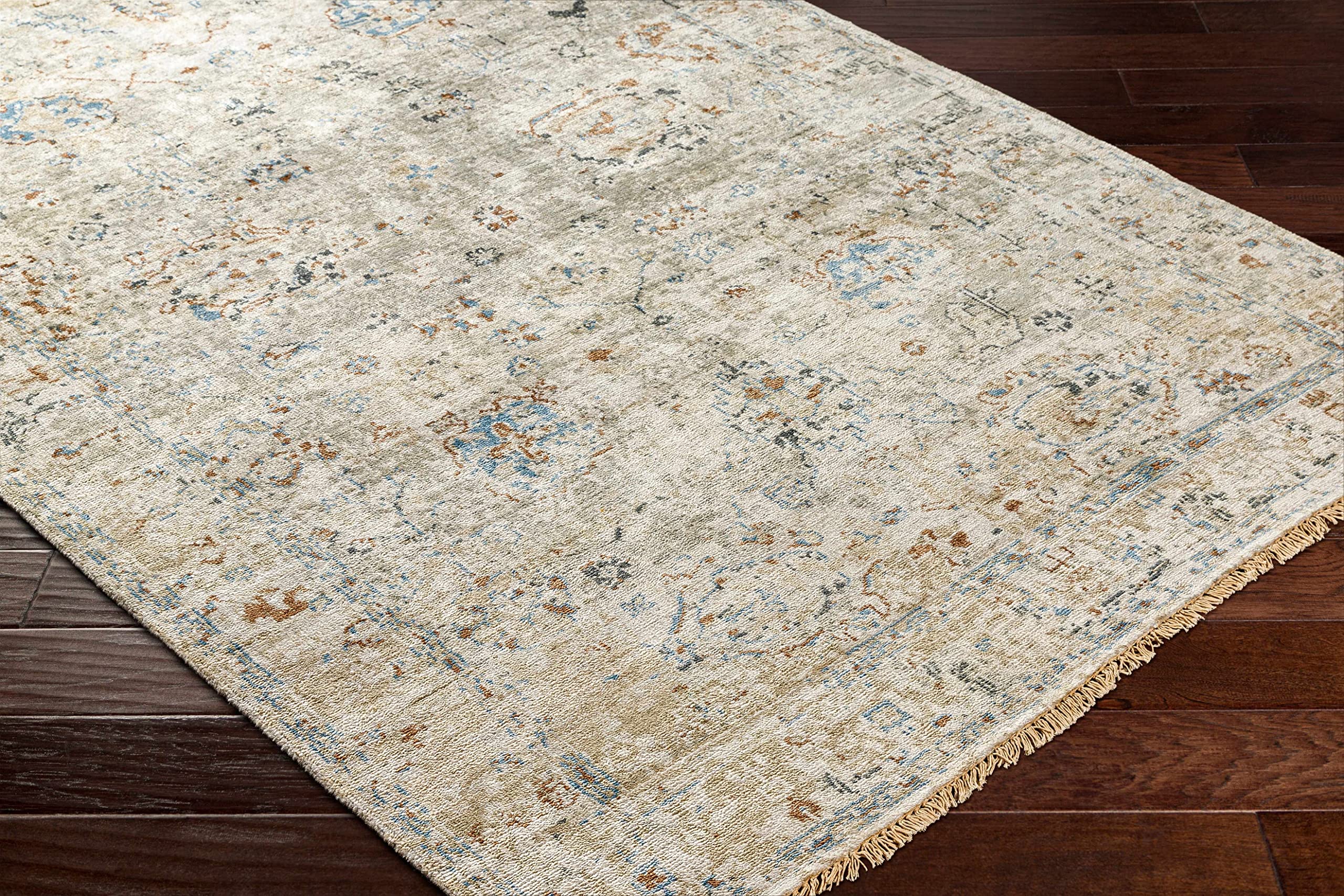 Hauteloom Gonzaga Traditional Area Rug 5' x 8' - Denim, Sky Blue, Dark Red - Perfect for Living Room & Bedroom Decor - Soft & Durable Handmade Rug for Home, Office, or Dorm
