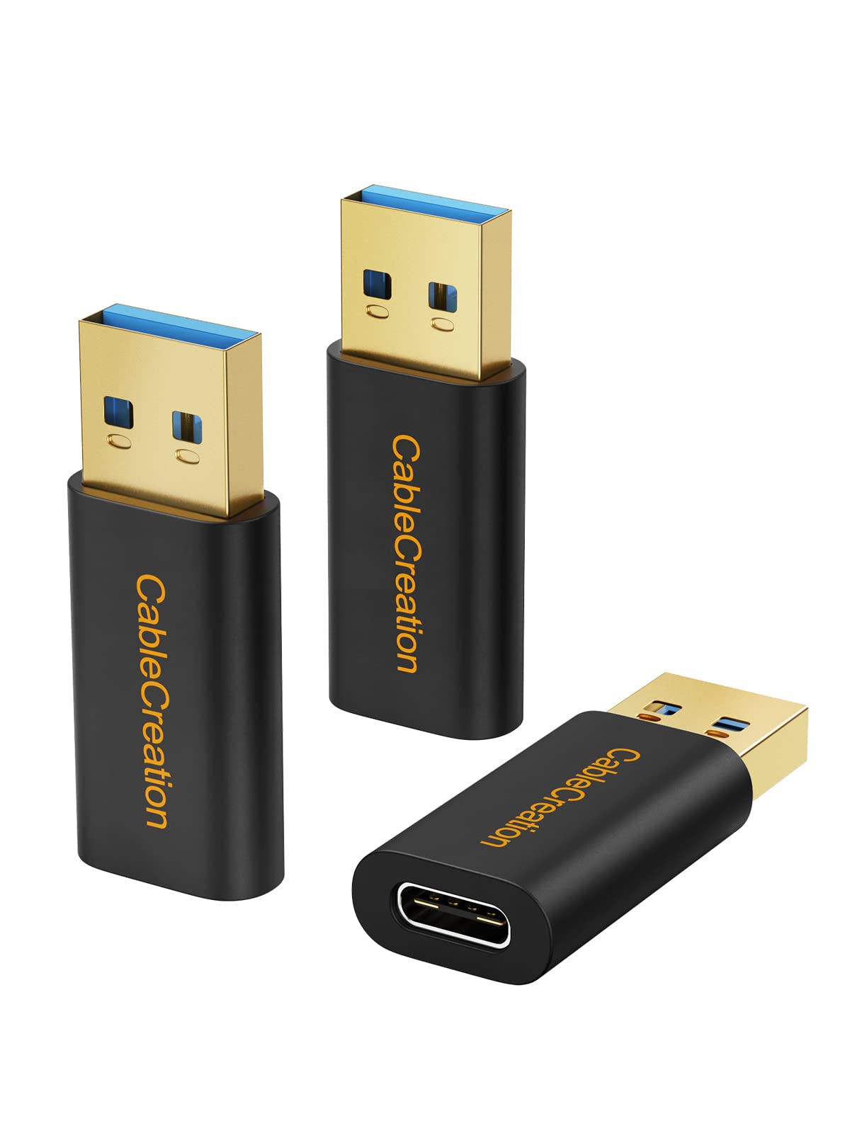 CableCreation 3-Pack USB C Female to USB Male Adapter - USB 3.1 5Gbps Type C to A Converter for Laptops, MacBook, Logitech StreamCam, VR Headsets - Fast Charging & Data Transfer for Phones, Tablets, Gaming Devices