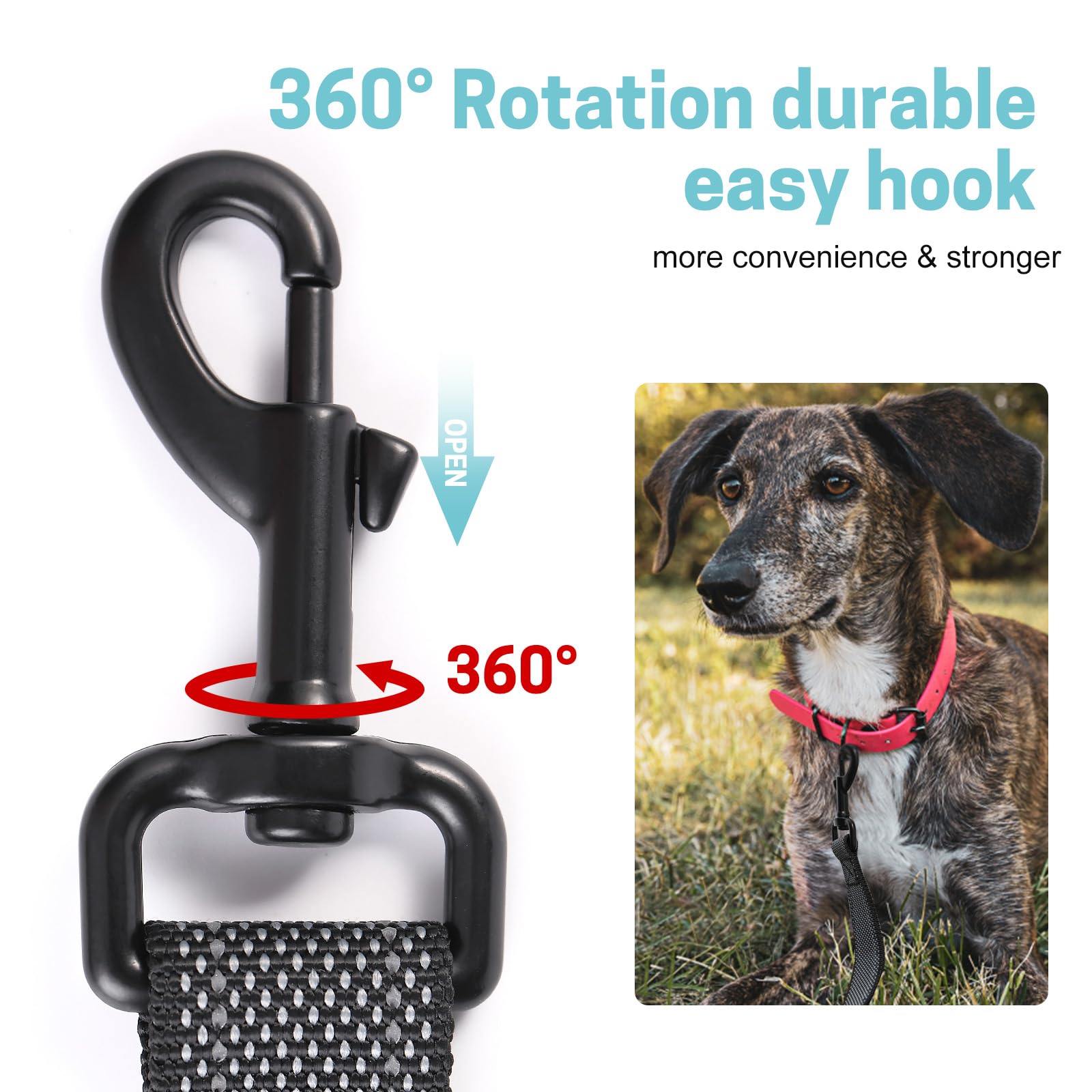 10FT Heavy Duty Reflective Dog Leash with 2 Soft Padded Handles - Durable Training & Walking Lead for Small Medium Large Dogs - Perfect for Night Walks, Jogging and Outdoor Adventures