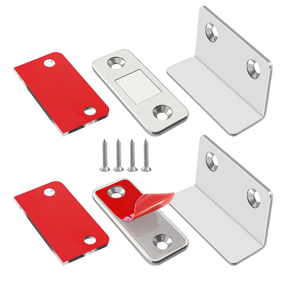 Ultra Thin L-Shaped Magnetic Cabinet Catch 2 Pack - Strong Adhesive Drawer & Door Magnets for Kitchen, Closet & Cabinet Closure | Secure & Silent Closing Solution for Home Organization