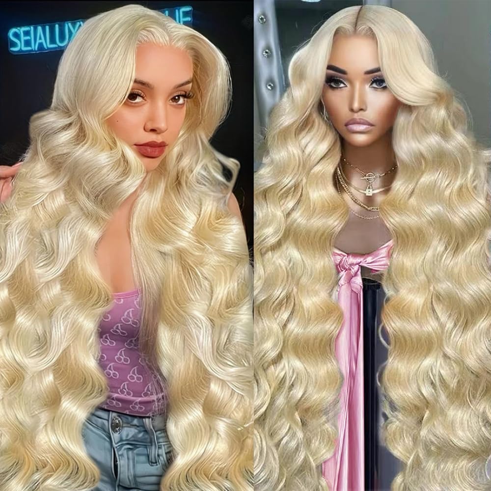 30 Inch 613 Blonde Human Hair Lace Front Wig - 13x6 HD Lace Frontal, 200% Density, Pre-Plucked Body Wave, Glueless Design for Daily Wear & Special Occasions