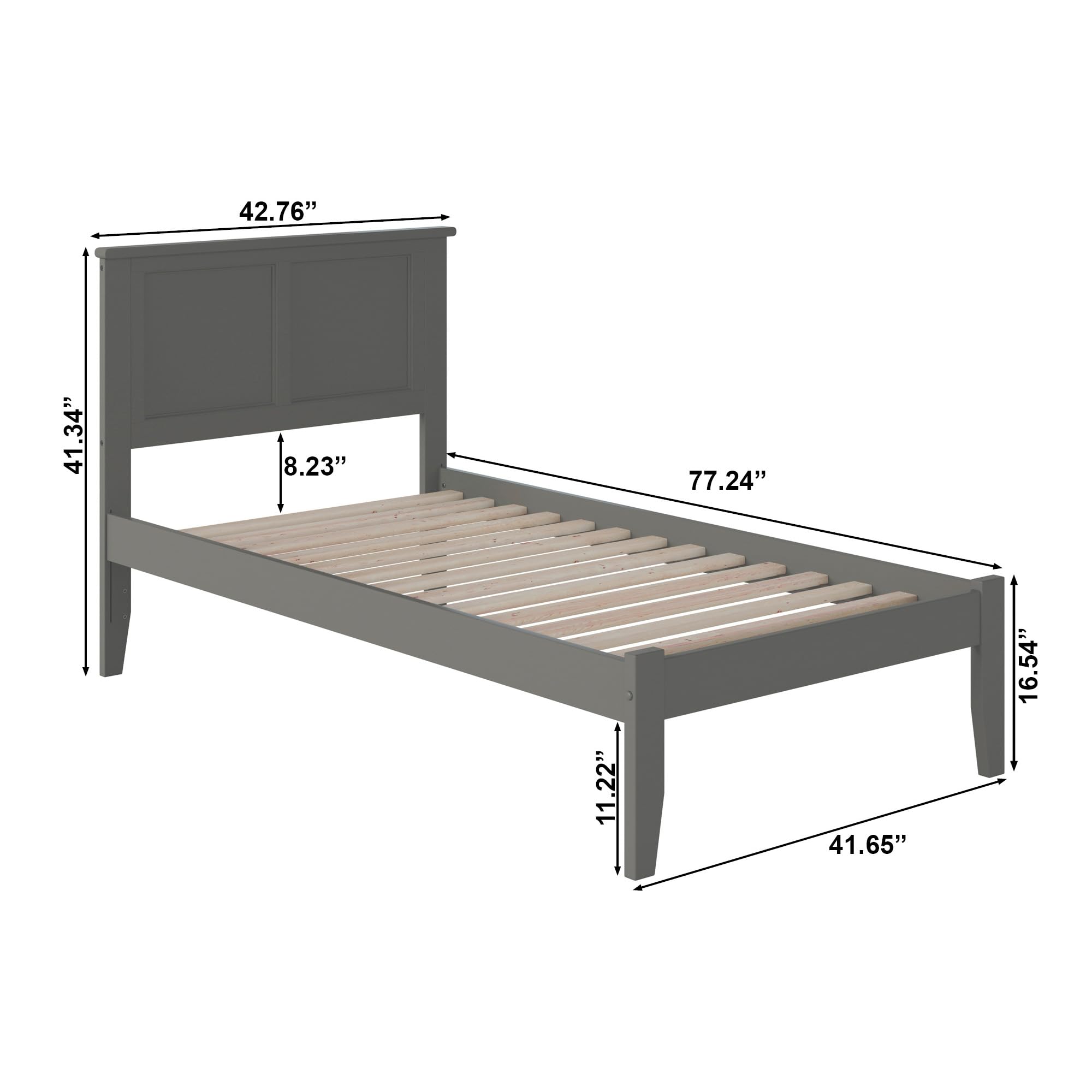 AFI Madison Twin Platform Bed Frame with USB Charging Ports - Modern Grey Wooden Bed for Small Spaces, Kids & Guest Rooms - Easy Assembly & Sturdy Design