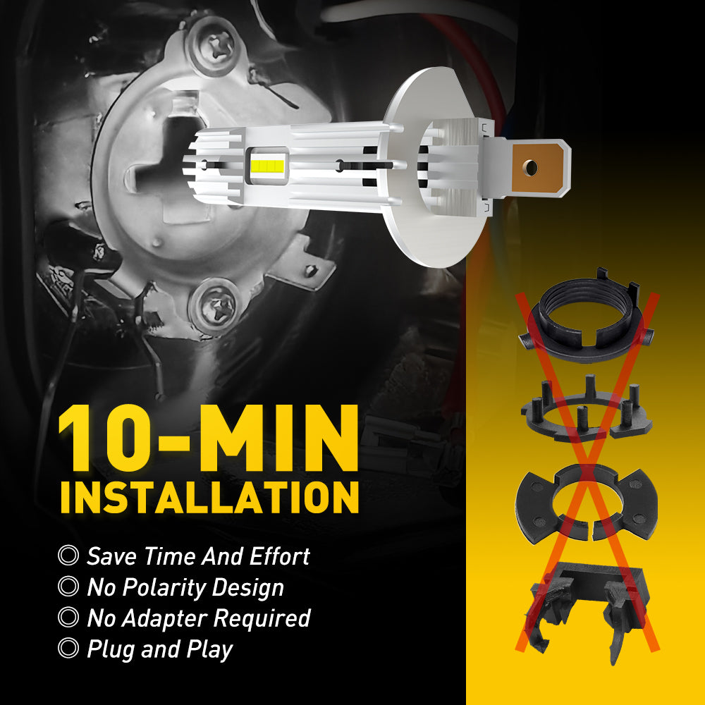 AUXITO H1 LED Headlight Bulb 6500K Cool White - Super Bright Replacement for Halogen, Perfect for Night Driving & Off-Road Vehicles