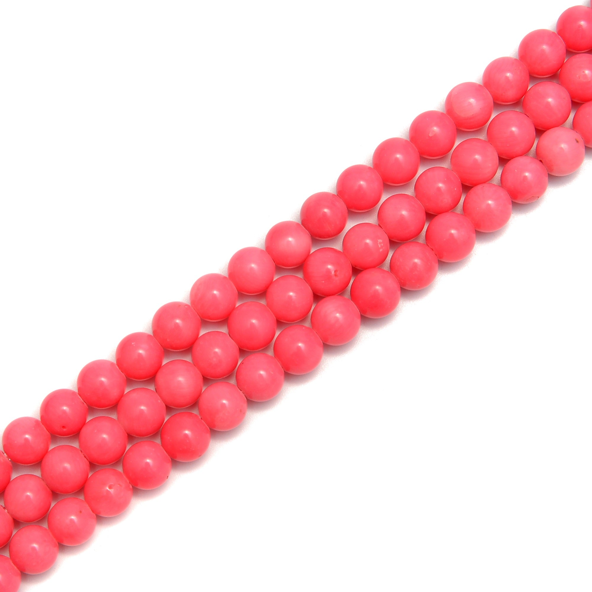 2.0mm Large Hole Pink Bamboo Coral Smooth Round Beads - 8mm Size, 15.5 Inch Strand for Jewelry Making, DIY Crafts & Boho Accessories