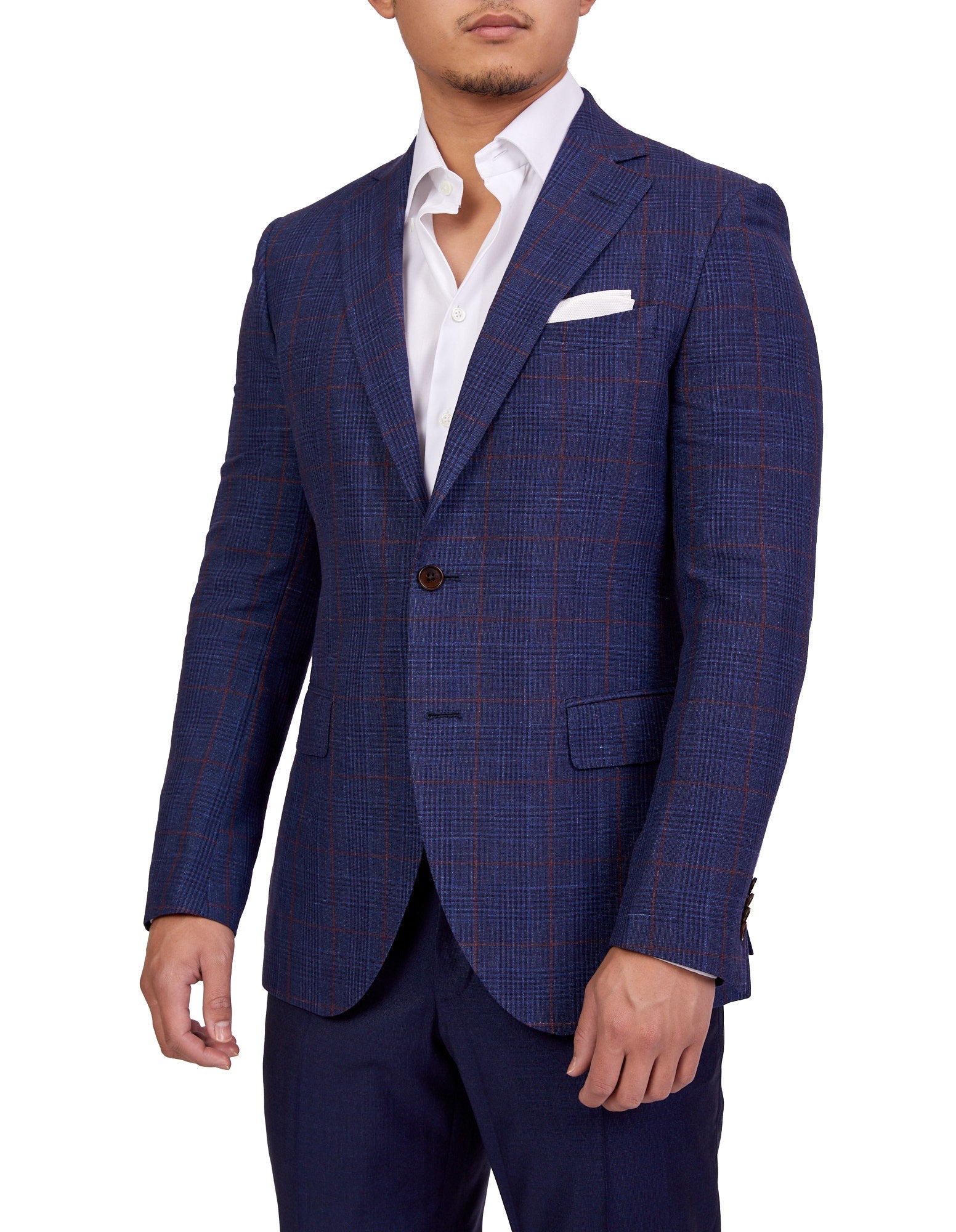 Henry Sartorial Carlton Blended Linen Blazer for Men - Navy/Red Stripe - Lightweight Summer Business Casual Jacket - Perfect for Weddings, Office & Outdoor Events (Size Large)