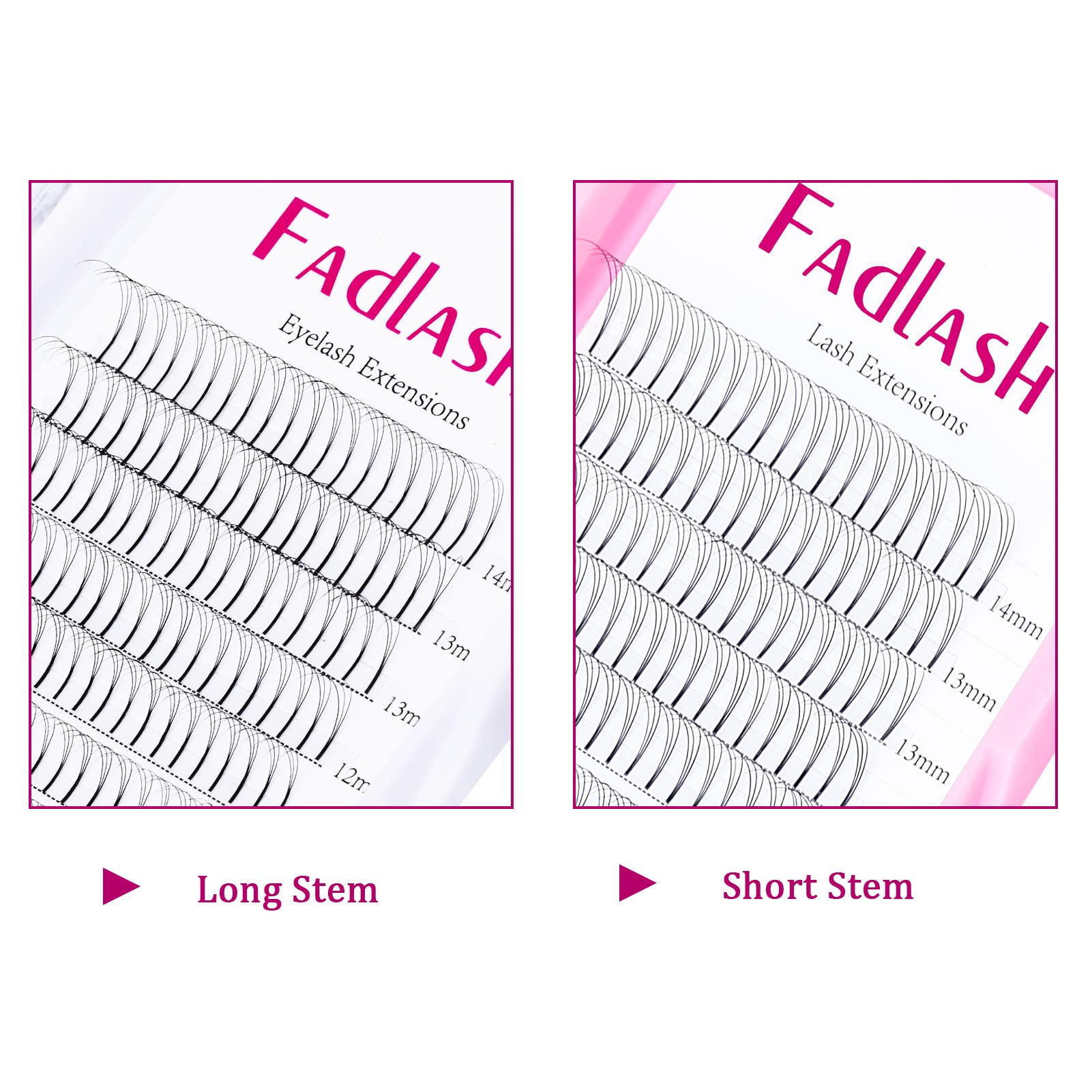 3D-0.10C Premade Volume Lash Extensions (8-14mm) - Short Stem Eyelash Fans for Natural & Glamorous Looks | Perfect for Bridal, Party & Special Occasions