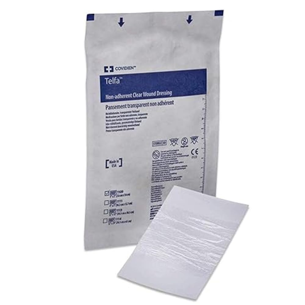 Covidien 1114 Telfa Non-Adherent Sterile Wound Dressing Pads, 12x24 Inch Clear (50 Count Pack) - Ideal for Post-Surgery, Burns & First Aid Care