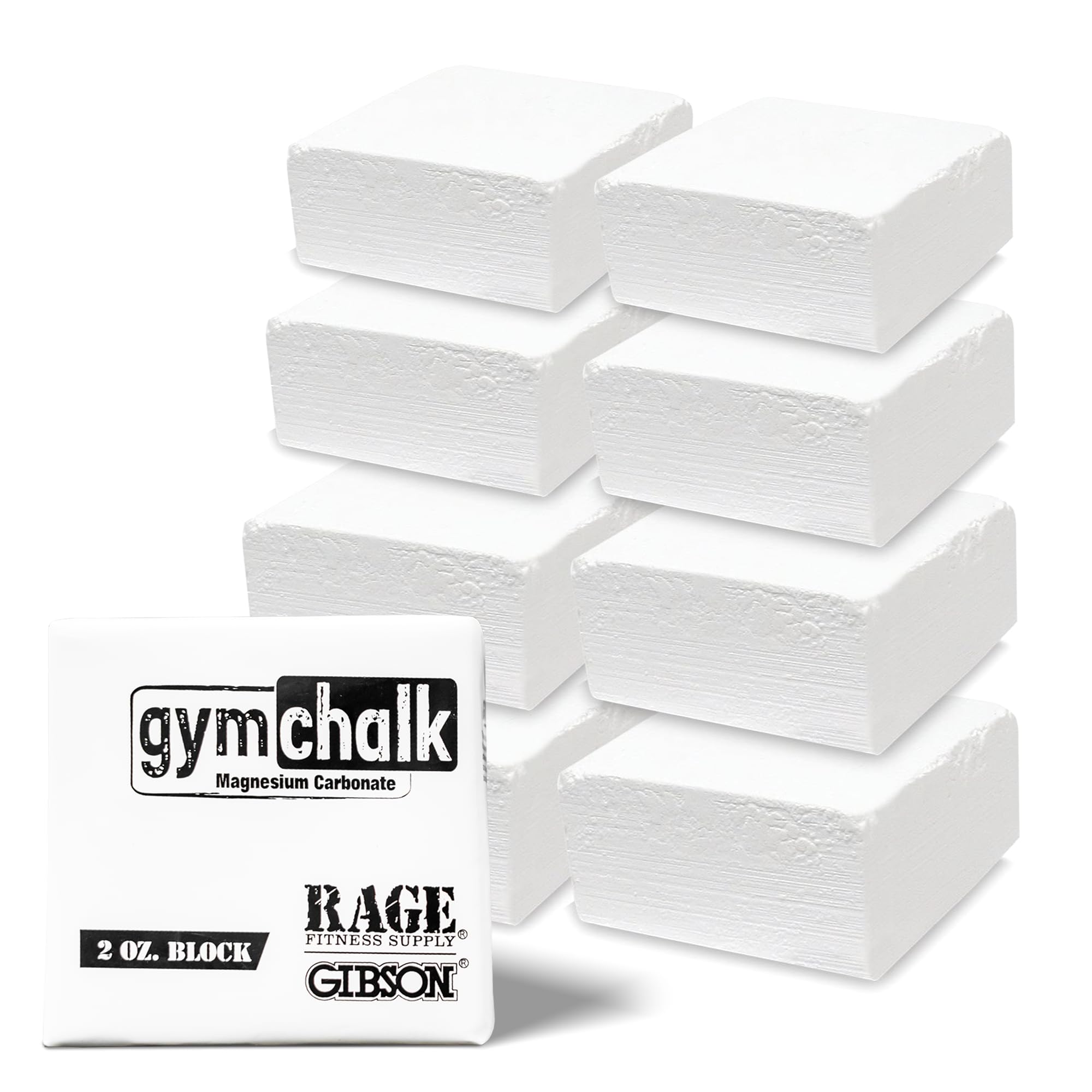 Premium Rage Fitness Gibson Gymnastic Chalk Blocks - 8 Pack (1Lb Total) - Magnesium Carbonate Powder for Weightlifting, Rock Climbing & Gymnastics - Non-Slip Grip Enhancer for Gym, CrossFit & Outdoor Sports