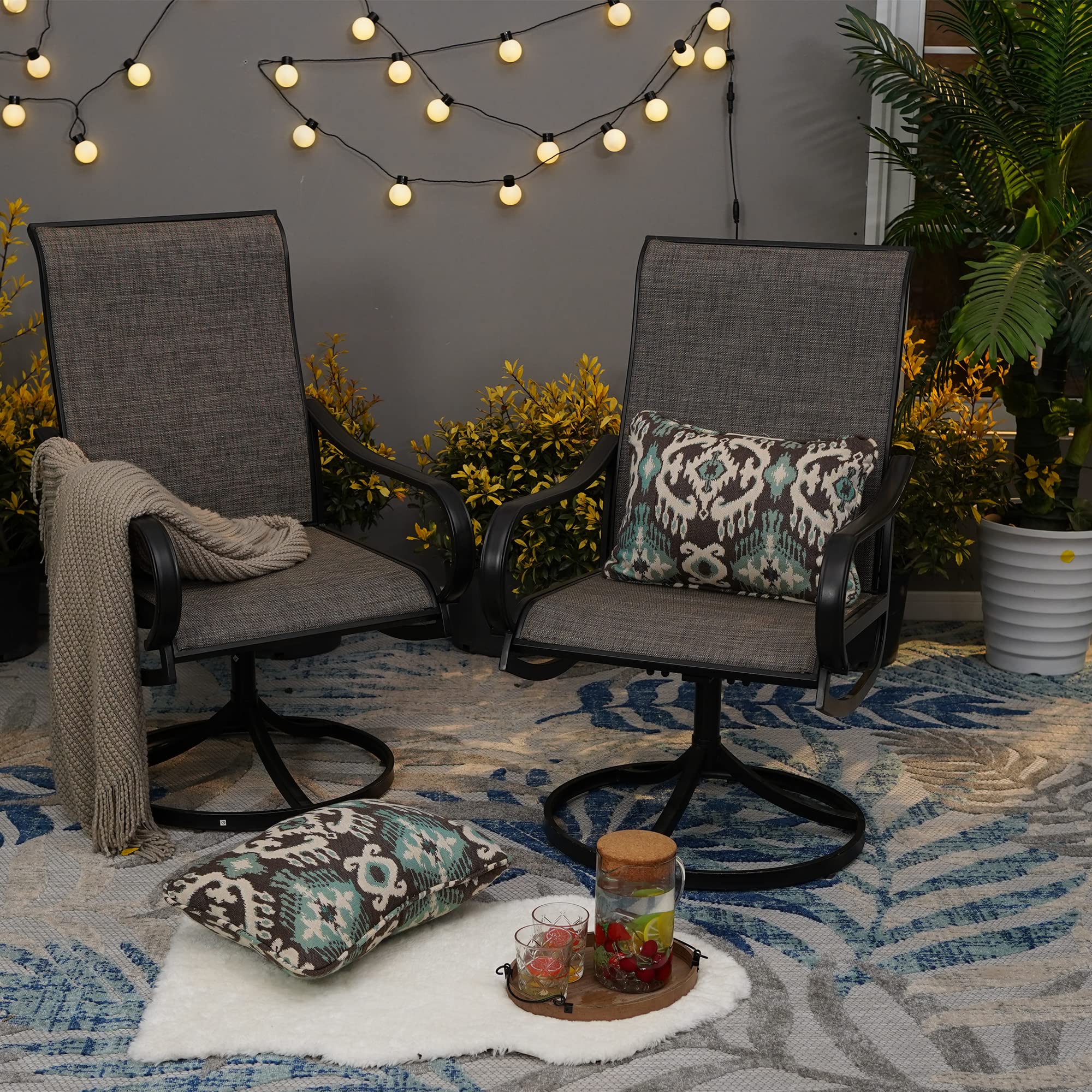Sophia & William 6-Piece Patio Swivel Dining Chairs Set - Textilene Outdoor Furniture for Lawn, Garden, Backyard & Pool - Weather Resistant, Supports 300lbs (Black Frame) - Perfect for Outdoor Dining, Lounging & Entertaining