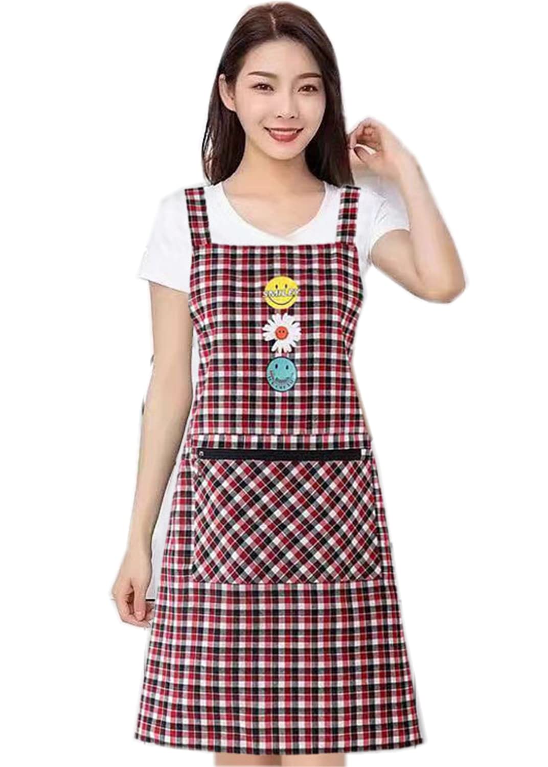 Stylish Plaid Cotton Cooking Apron - Adjustable Buffalo Check Bib Apron with Pocket for Kitchen, BBQ & Baking | Perfect for Chefs, Home Cooks & Outdoor Grilling