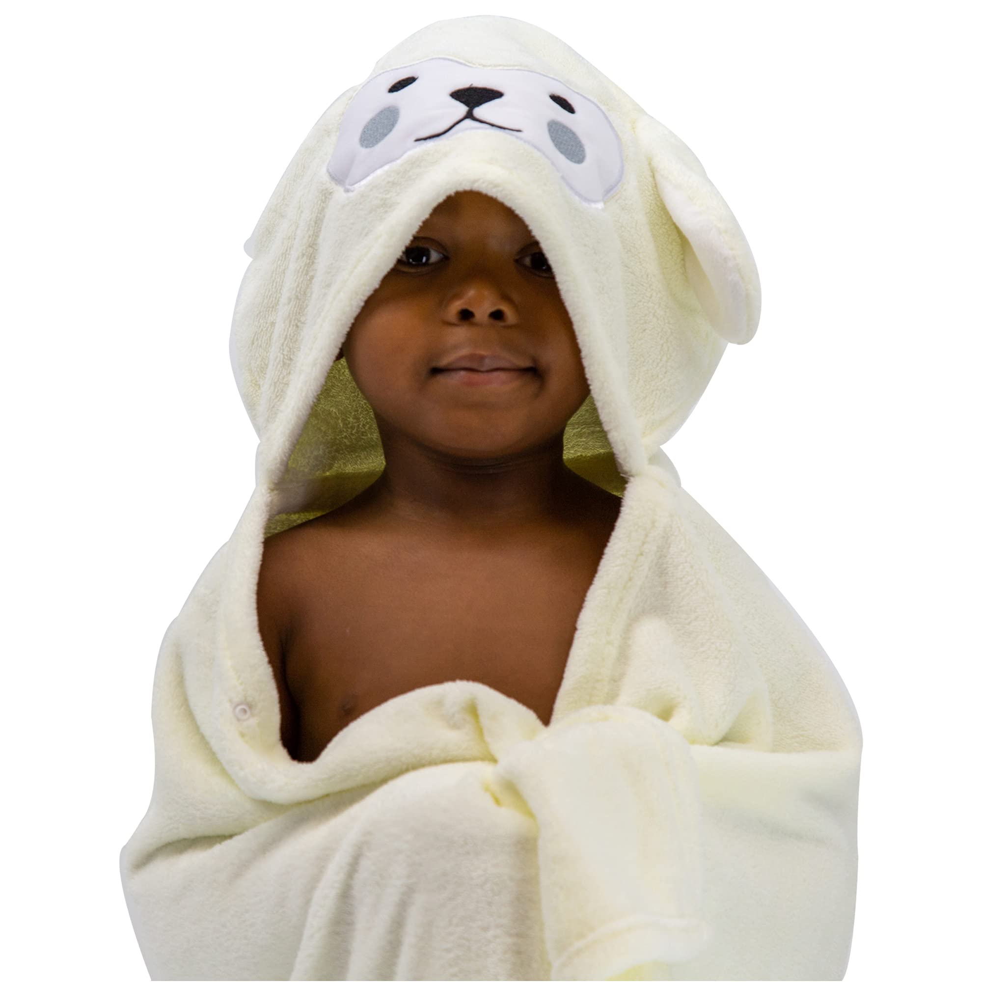 Mothera Kids Hooded Bath Towel - Soft Coral Fleece Toddler Towel with Animal Hood - Green | Perfect for Post-Bath, Swimming & Beach Fun
