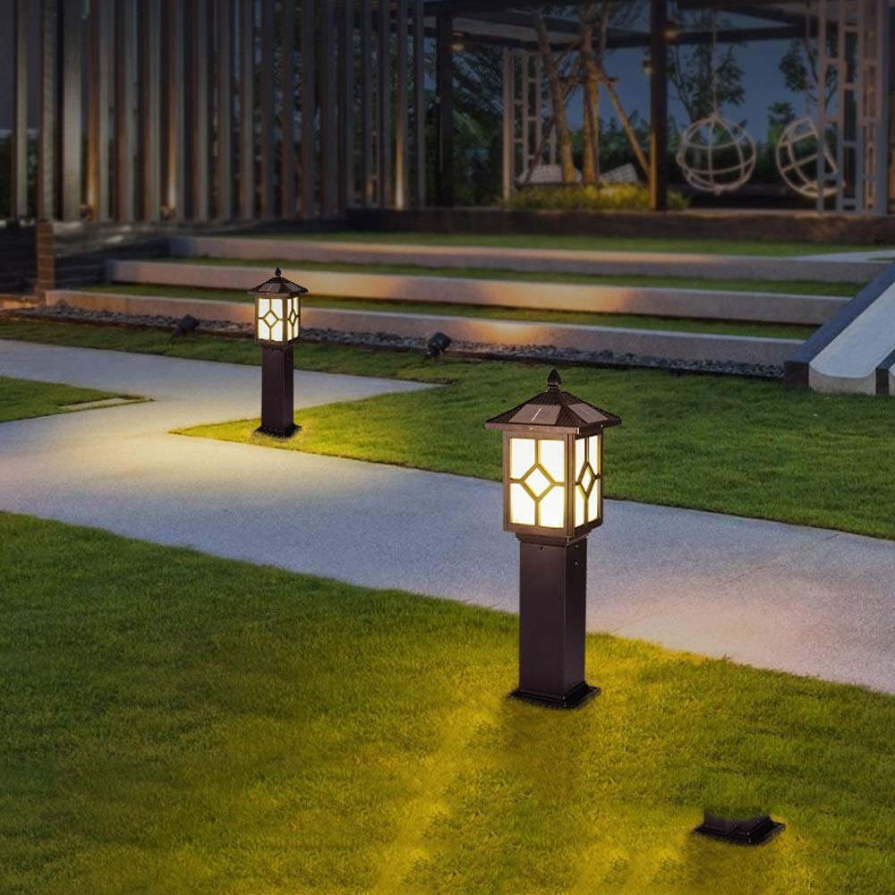 Solar Powered LED Garden Lights - Waterproof IP55 Outdoor Landscape Lighting with Auto Sensor for Lawn, Park, Villa Pathway & Street Decor | Weatherproof Exterior Post Lantern for Nighttime Illumination
