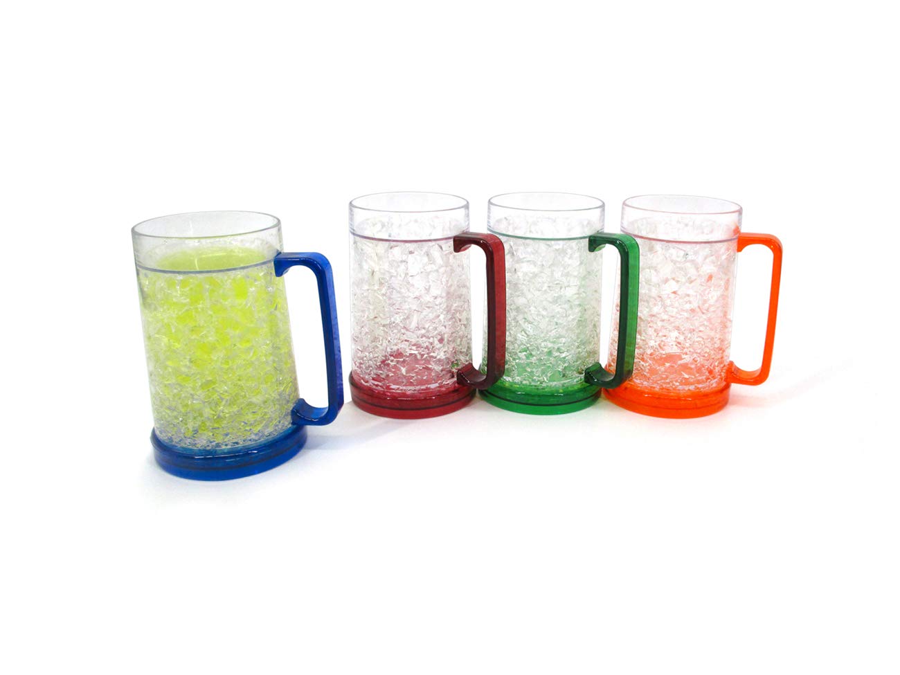 Trademark Innovations 4-Pack Plastic Freezer Beer Mugs with Cooling Gel - Chilled Drinkware for Parties, BBQs & Outdoor Events