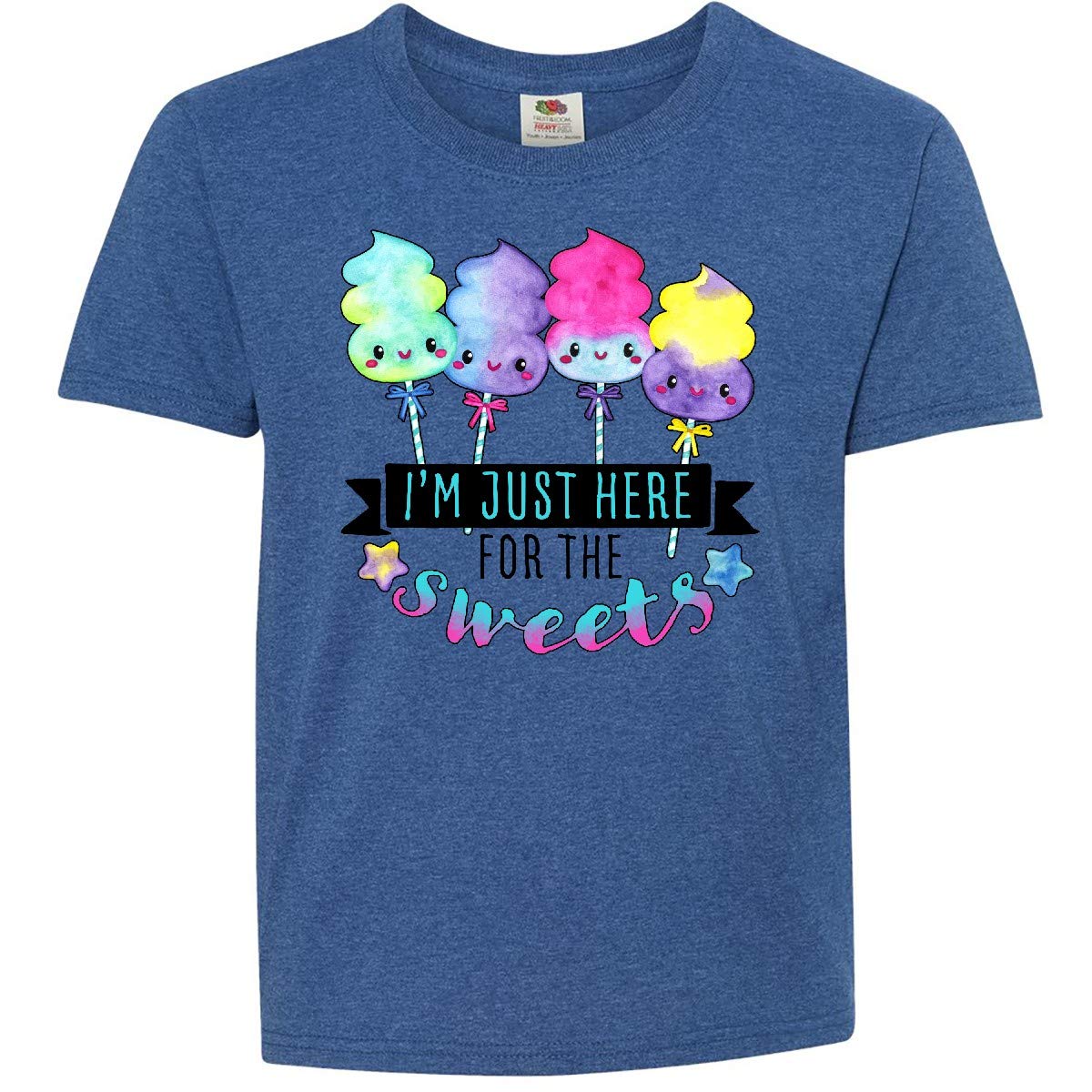 I'm Just Here for The Sweets with Spun Sugar Candy Youth T-Shirt | Fun Graphic Tee for Kids & Teens | Perfect for Birthdays, Halloween & Candy-Themed Parties