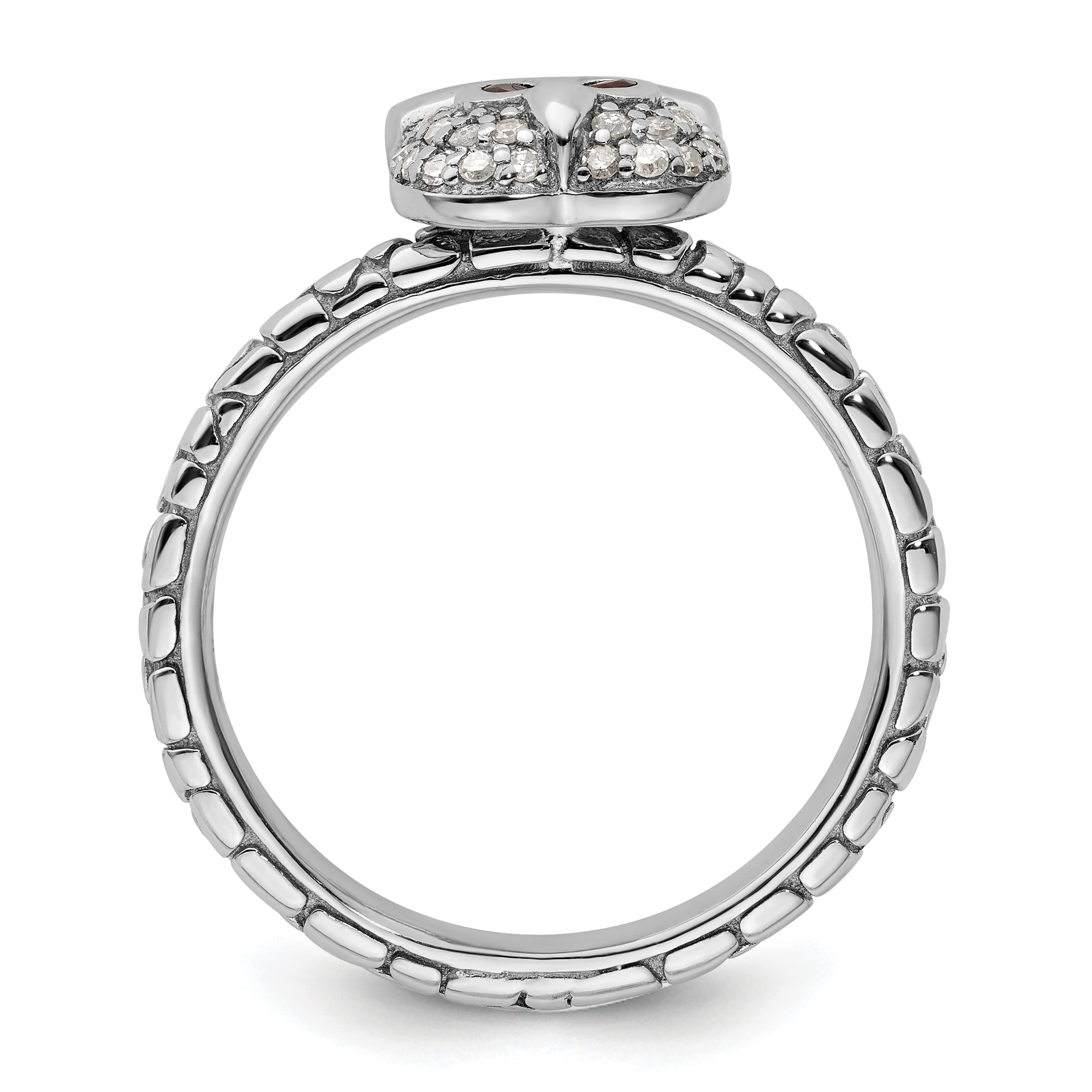 Avariah Solid Sterling Silver Stackable Expressions Garnet & Diamond Owl Ring - Size 7.0 - Elegant Jewelry for Women, Perfect Gift for Birthday, Anniversary & Special Occasions