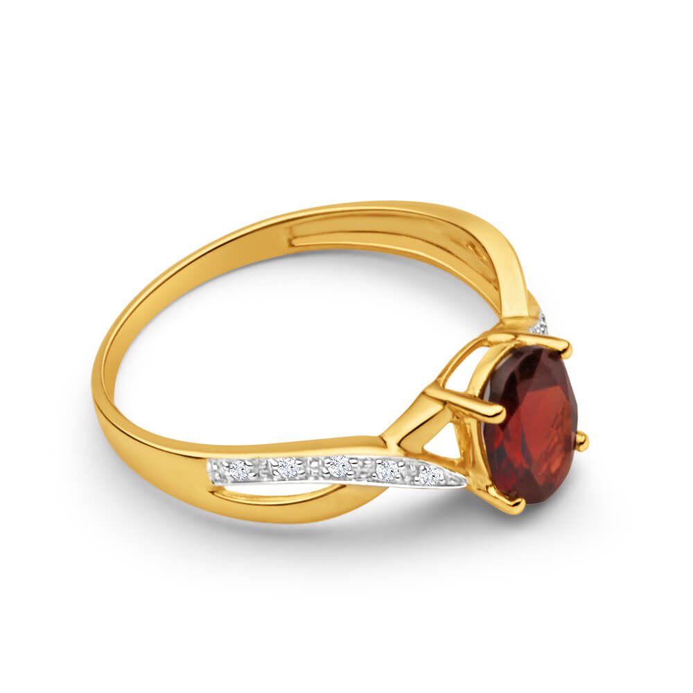 9ct Yellow Gold Diamond and Garnet Ring for Women - Elegant Birthstone Jewelry Gift for Anniversary, Engagement, or Valentine's Day